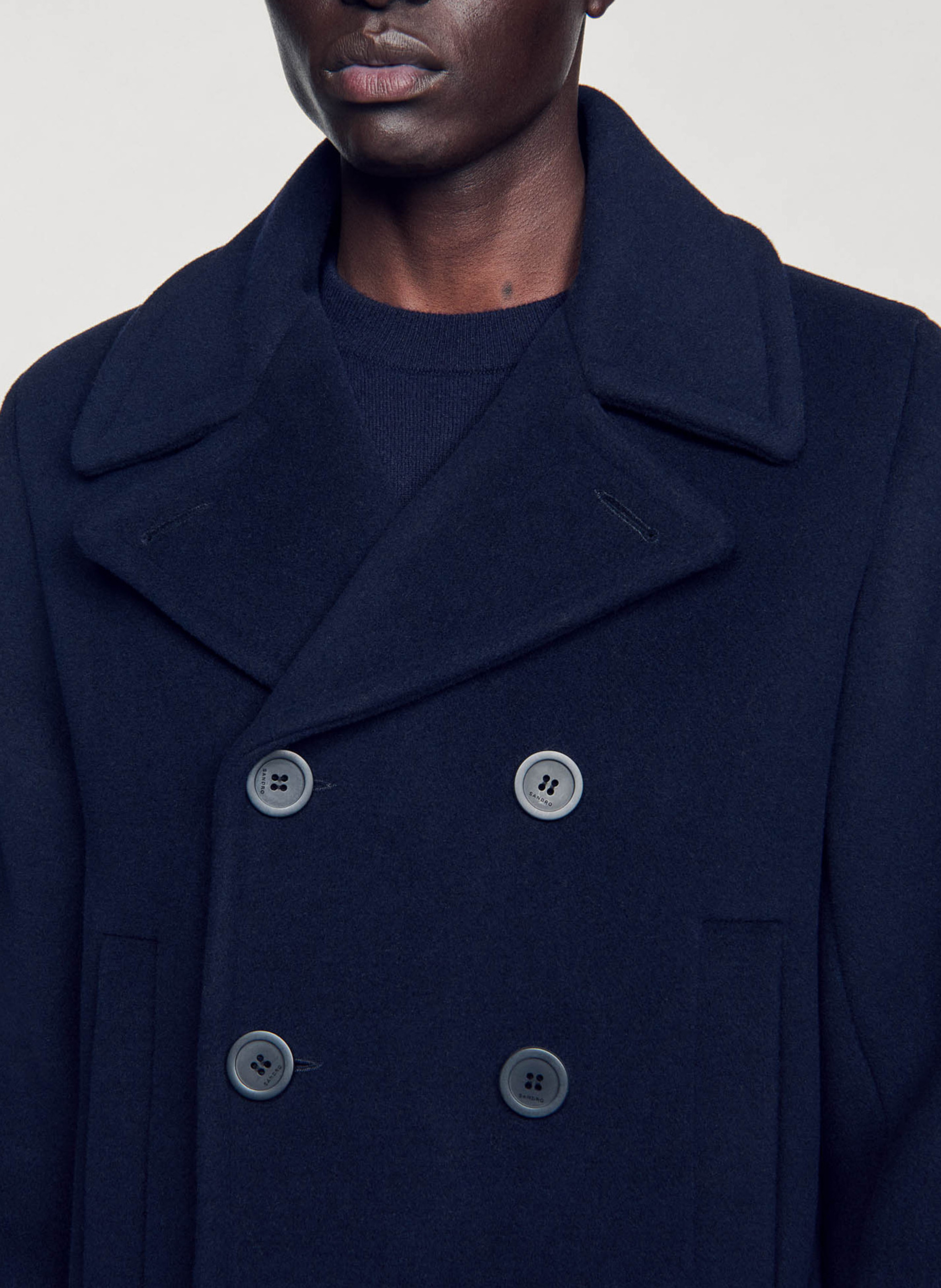 Jas van alpacawol SANDRO Blauw