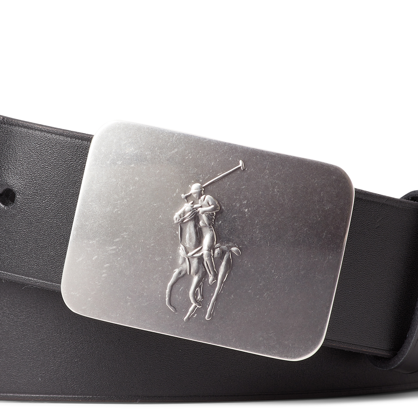 Sluiting met gegraveerde leren gesp Zwart