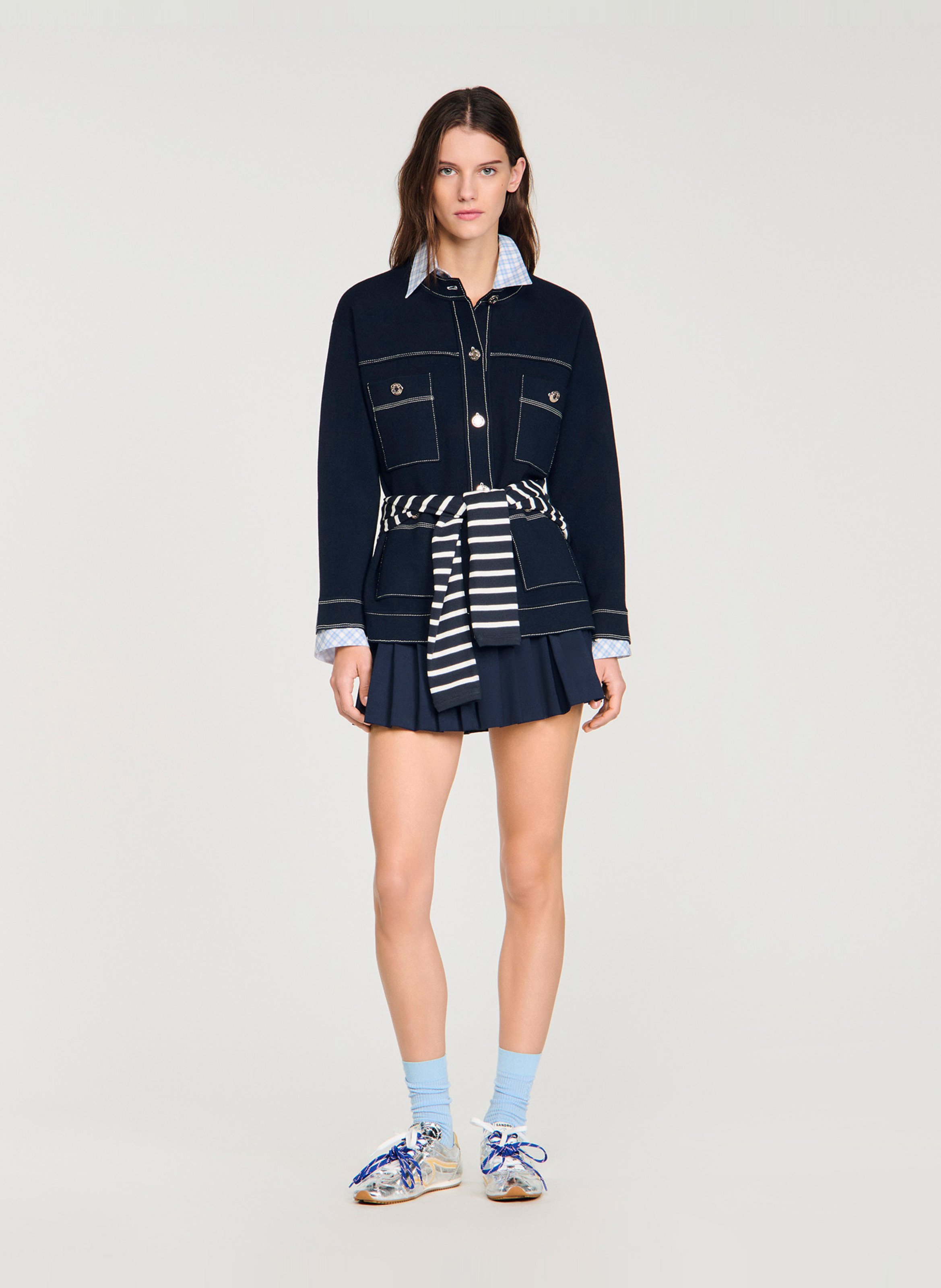 Rechte cardigan met ronde hals SANDRO Blauw