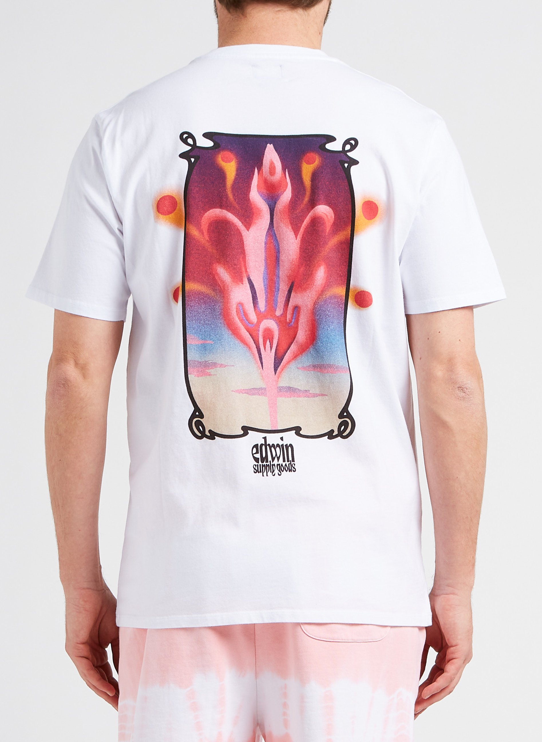 Tee-shirt col rond regular-fit imprimé en coton EDWIN Blanc