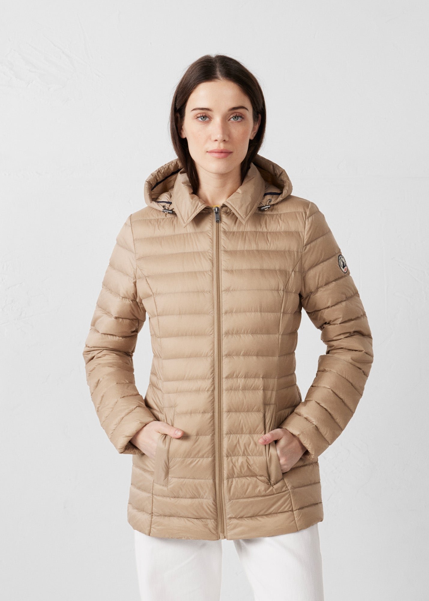 Mid-length hooded puffer jacket nour 2.0 JOTT Beige