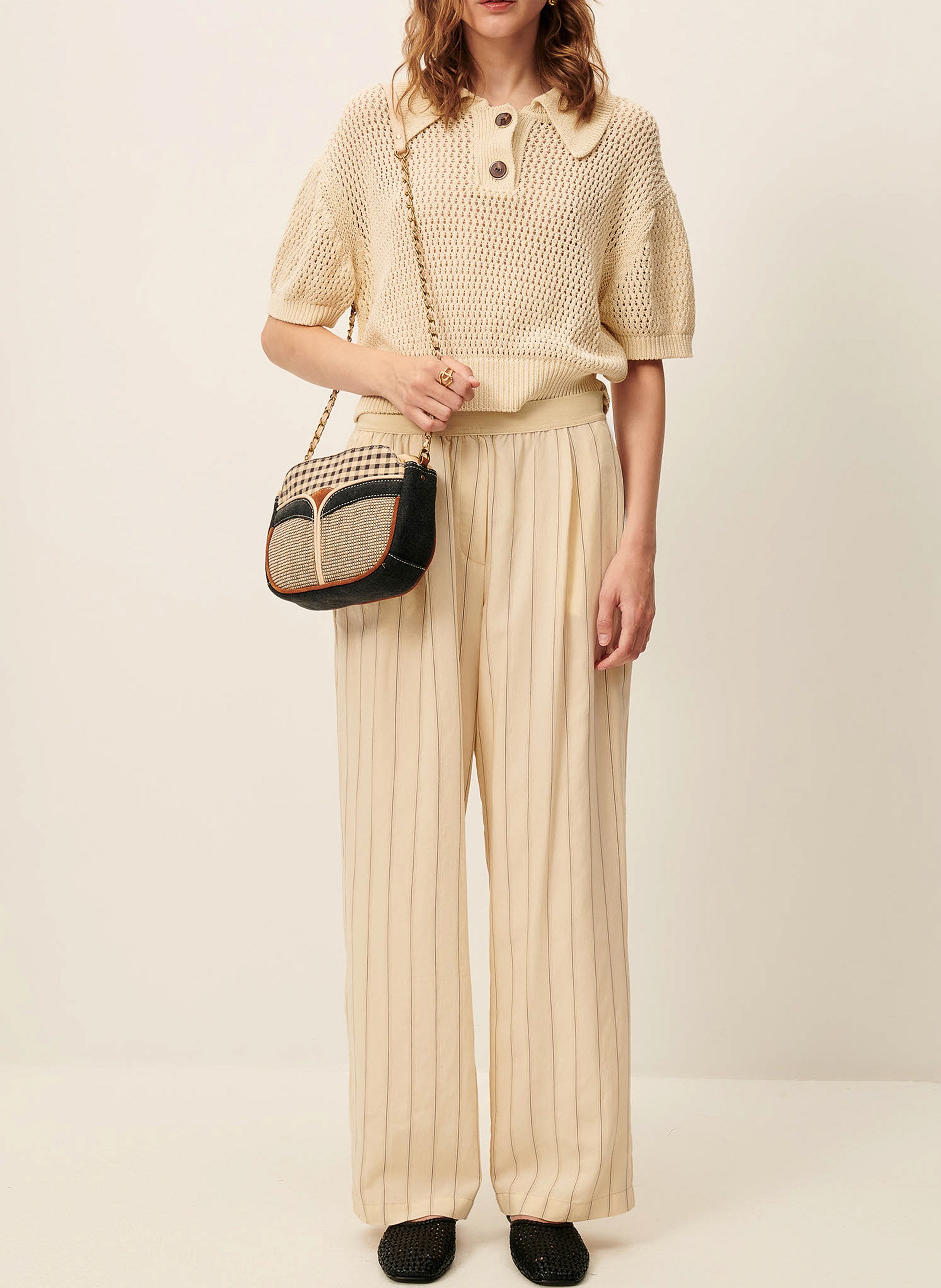Polo en maille court en coton SESSUN Beige