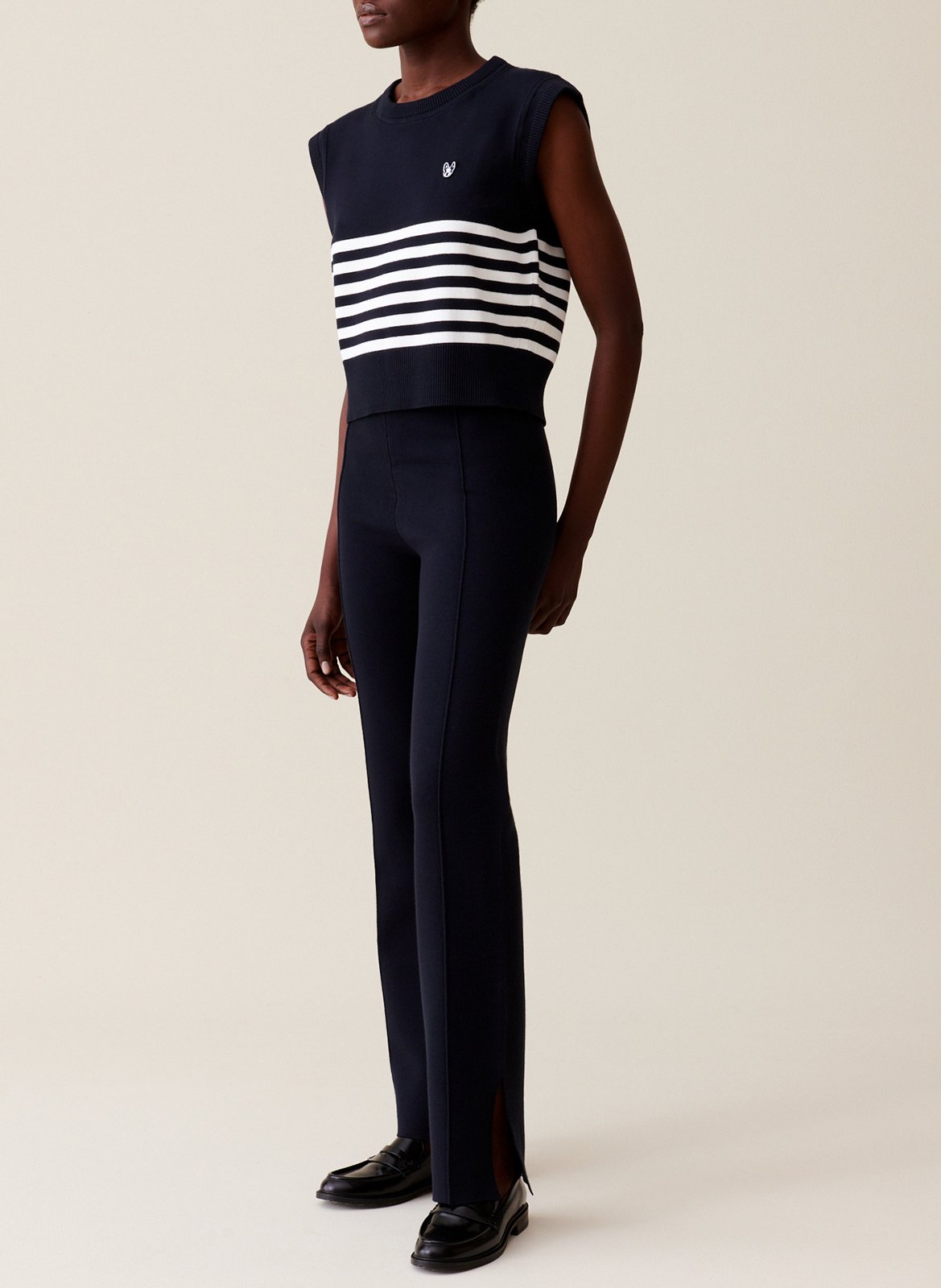 Pantalon flare en maille CLAUDIE PIERLOT Bleu