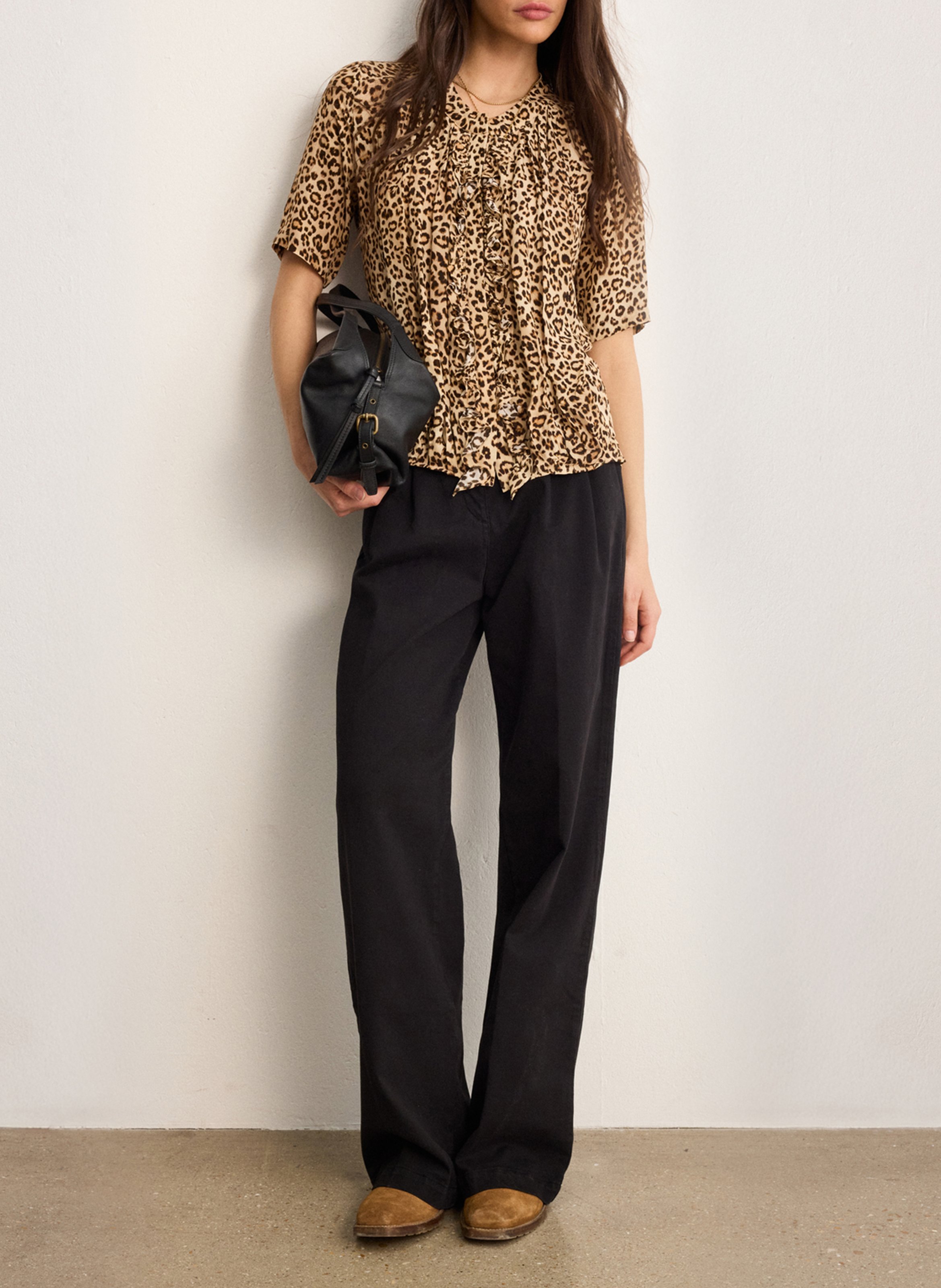 Printed straight top  PABLO Beige