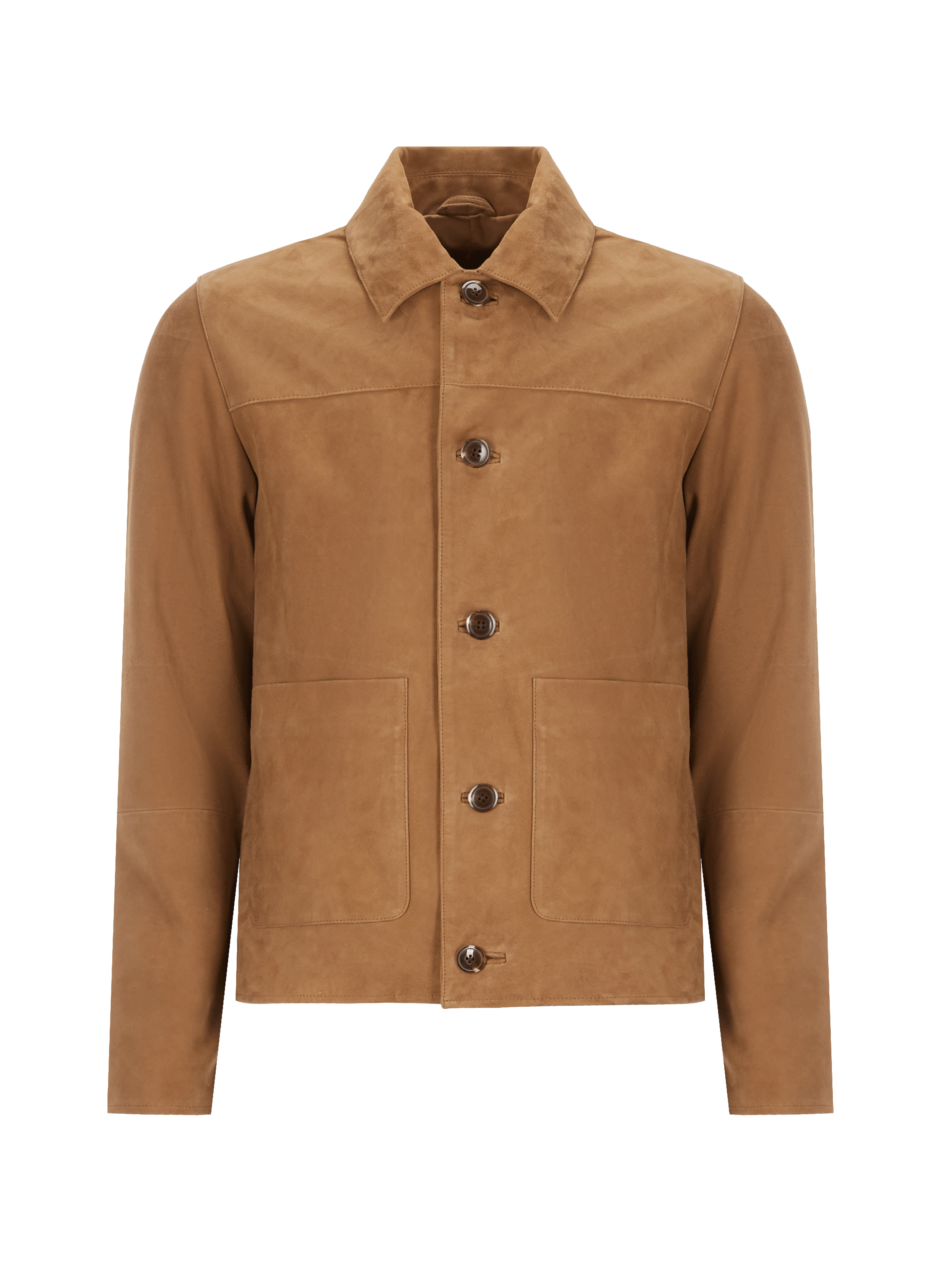 Blouson droit col classique en cuir velours SAISON 1865 Beige