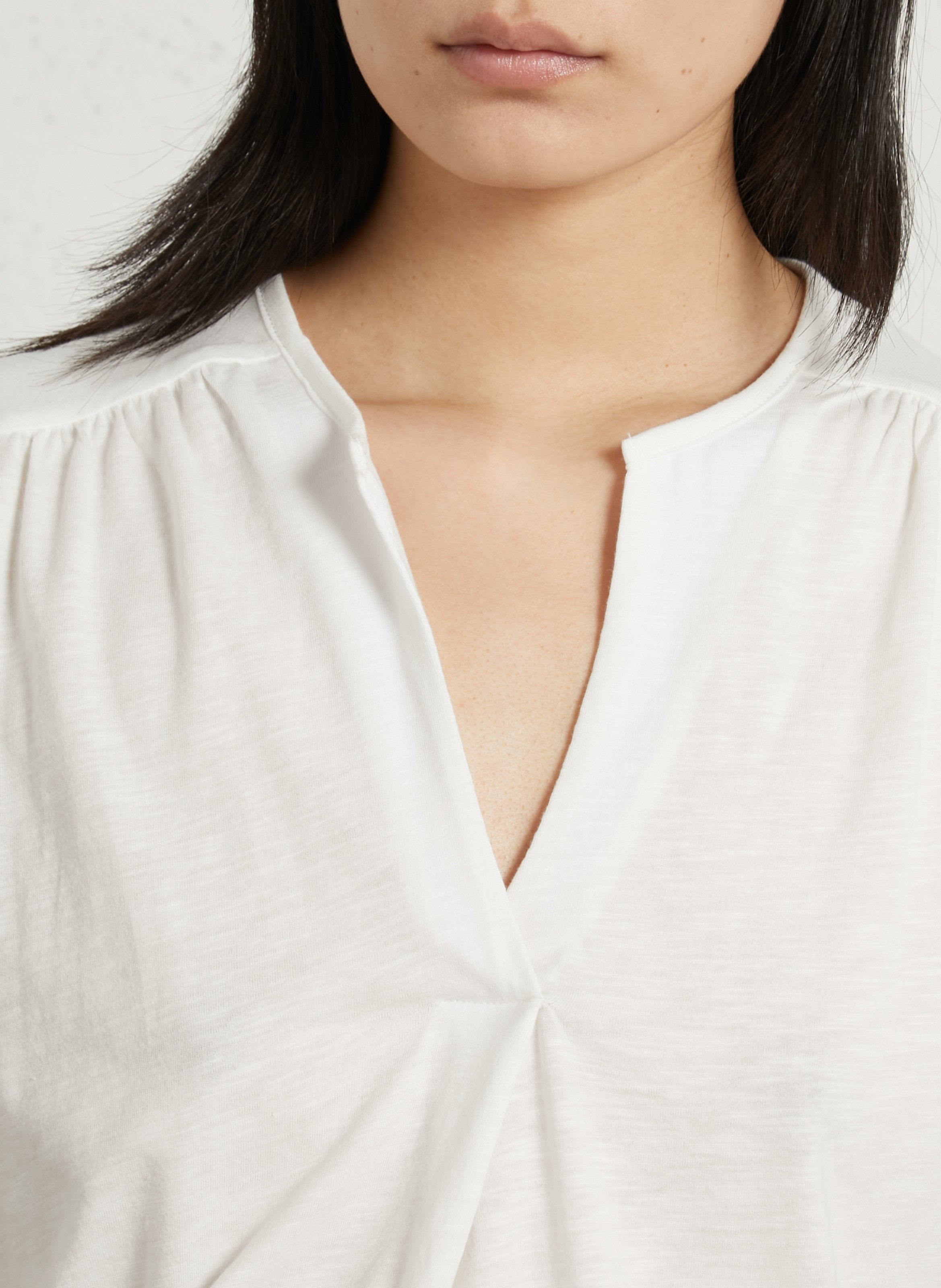 Weit geschnittenes T-Shirt aus Baumwoll-Mix mit V-Ausschnitt SUD EXPRESS Beige