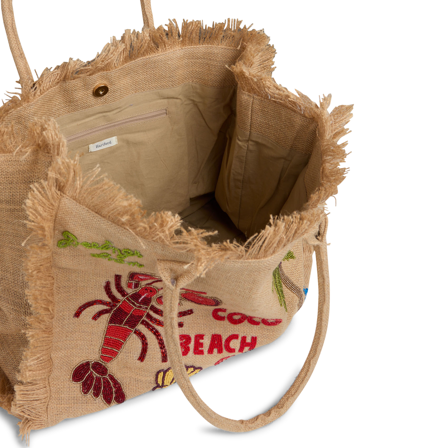 Sac cabas brodé en toile de jute HARTFORD Multicolore