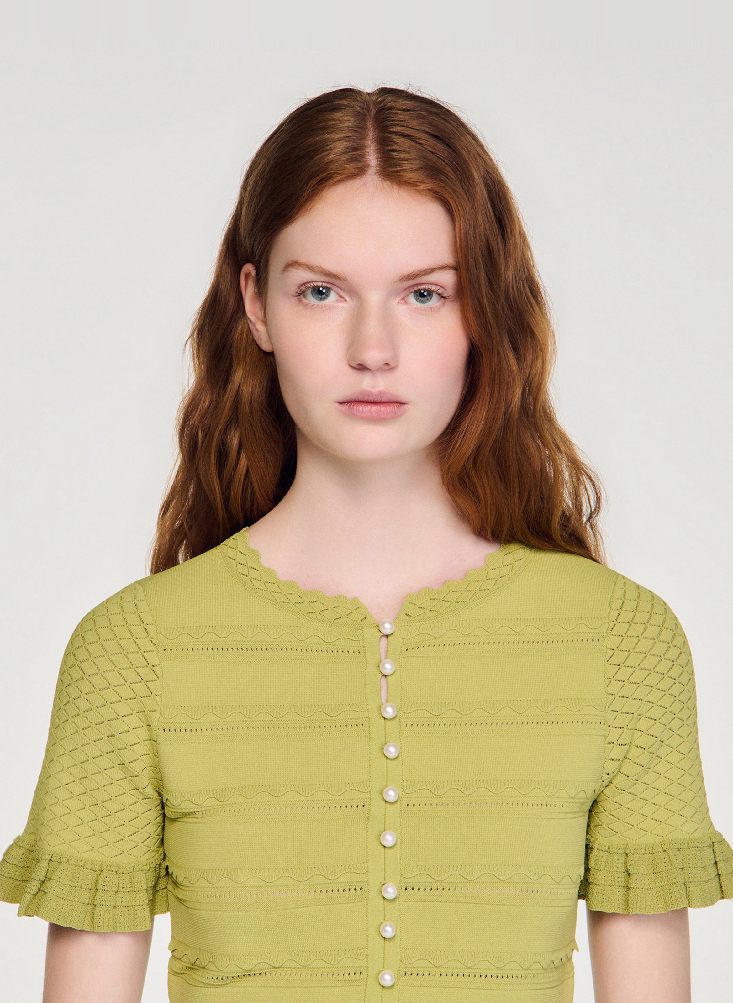 Aansluitende gebreide vest met knoopsluiting SANDRO Groen