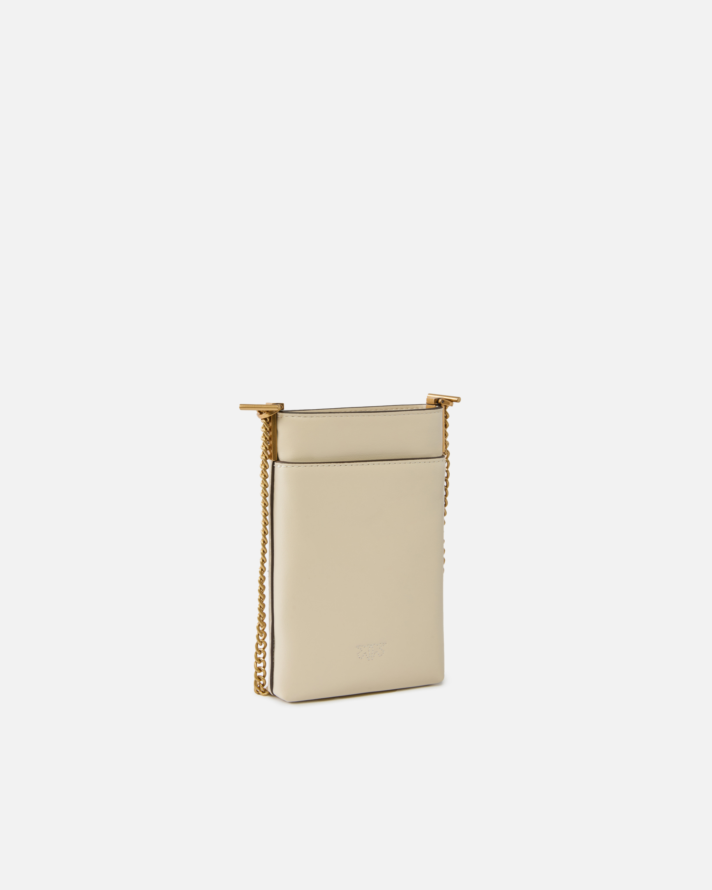 Leather smartphone case with shoulder strap PINKO White