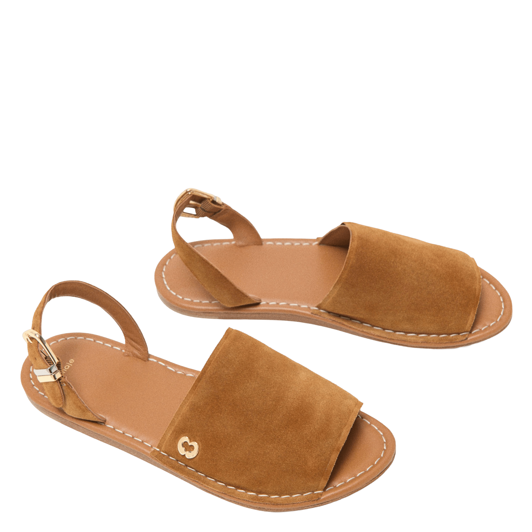 Flat soft leather sandals MAJE Beige