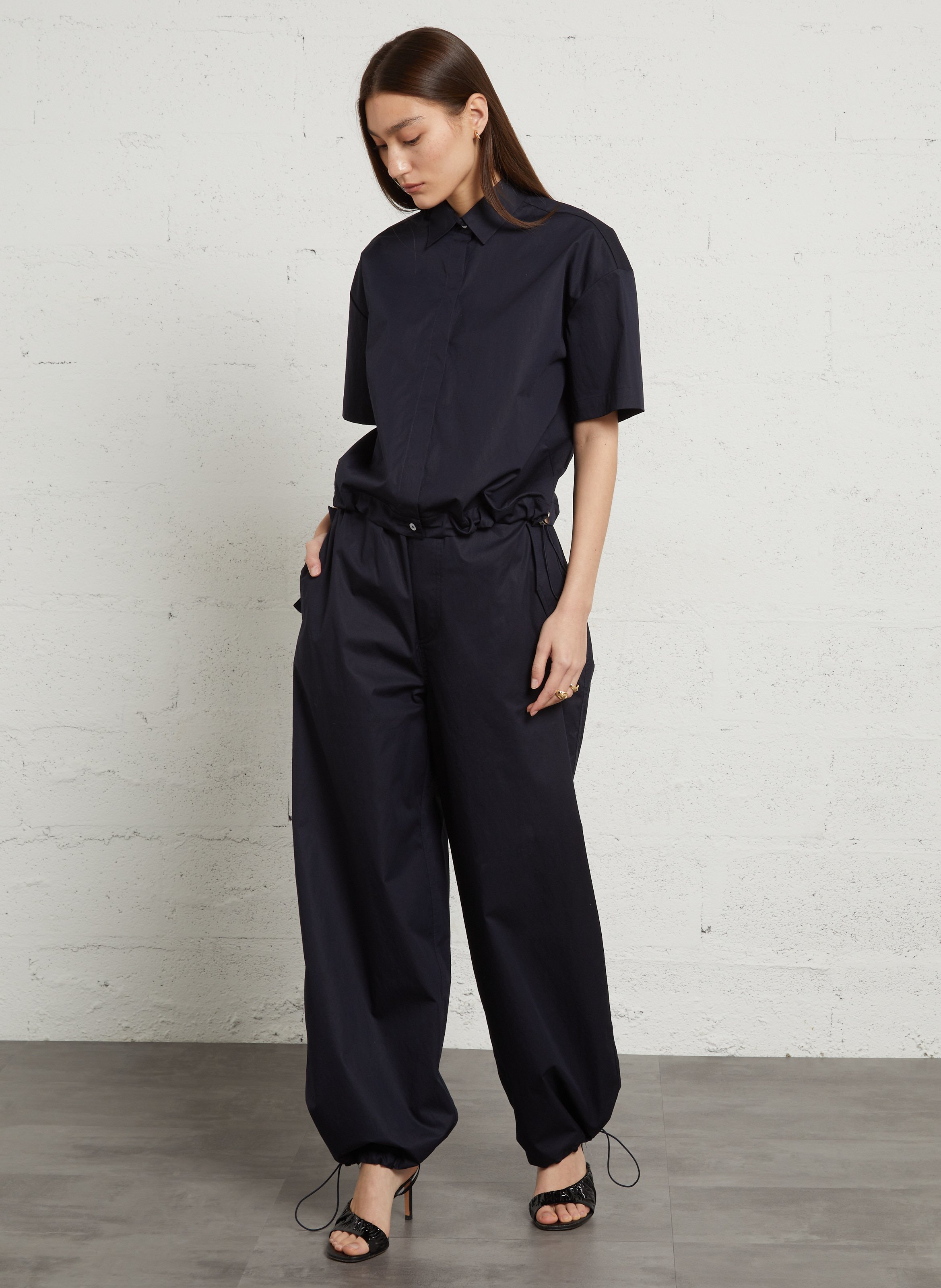 Short-sleeved solid color cotton shirt RAE ANTWERP Blue