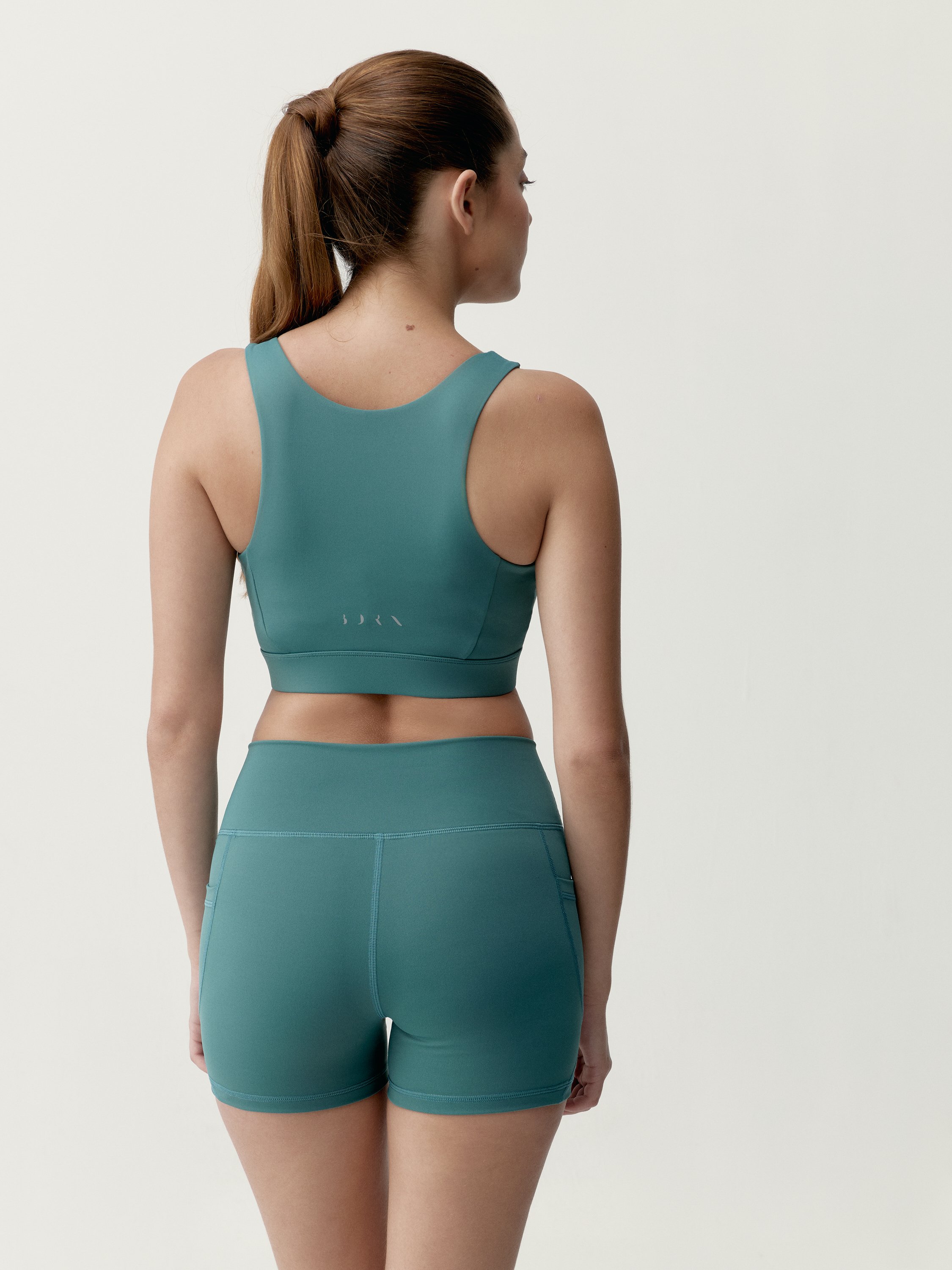 High-support sports bra with zip closure BORN Blue