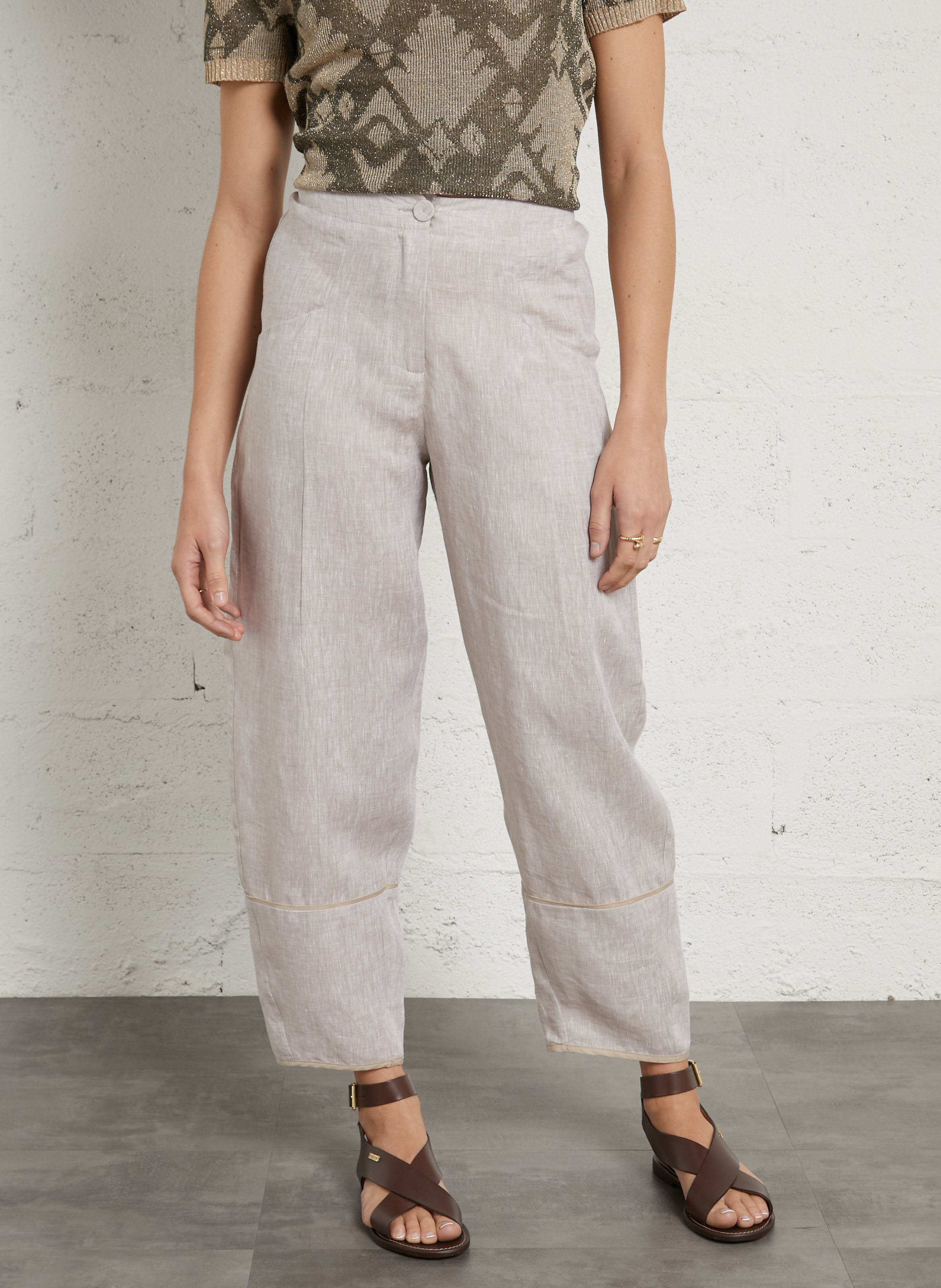 Gerade geschnittene Leinenhose MOMONI Beige