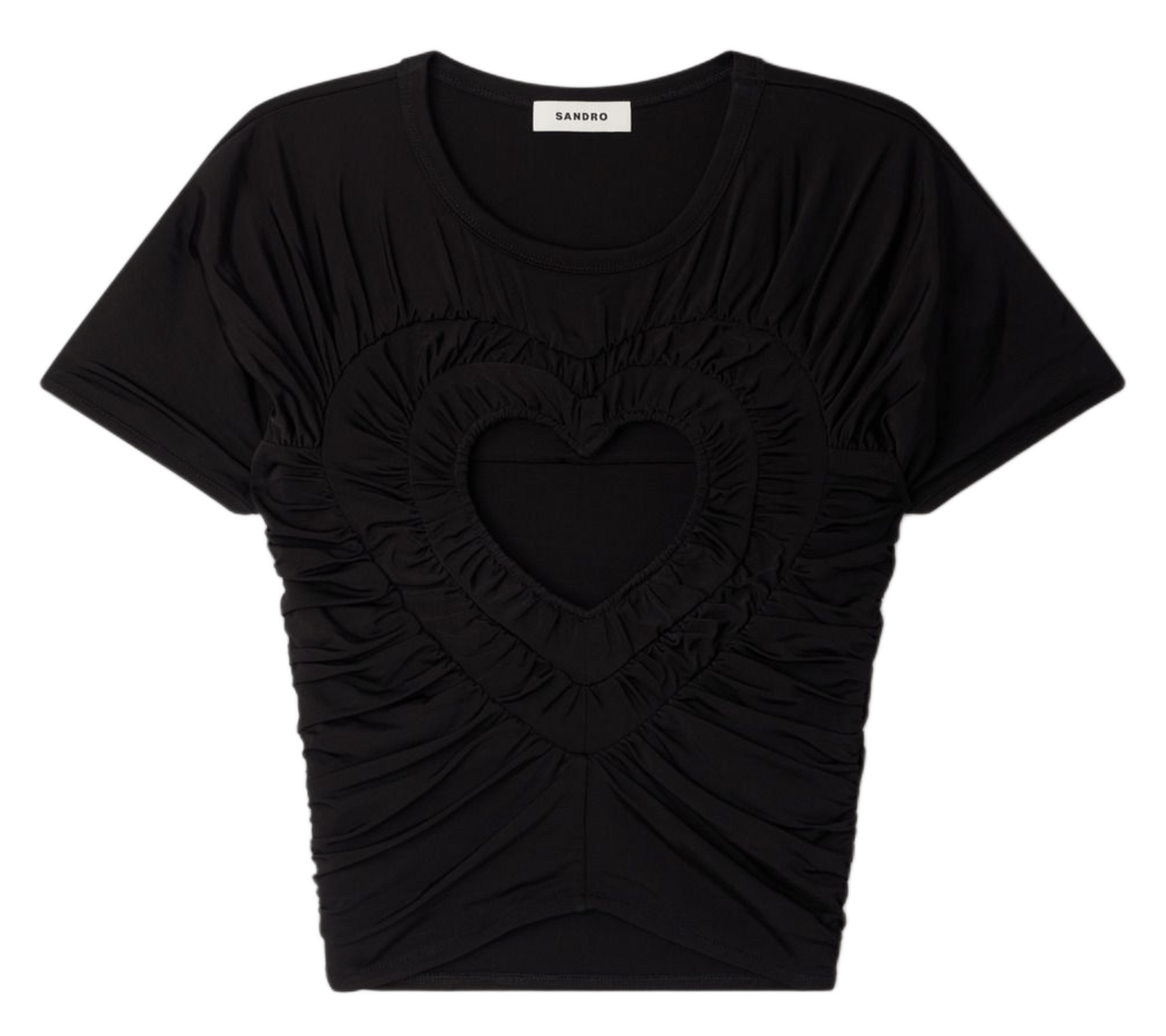 Short gathered heart t-shirt SANDRO Black