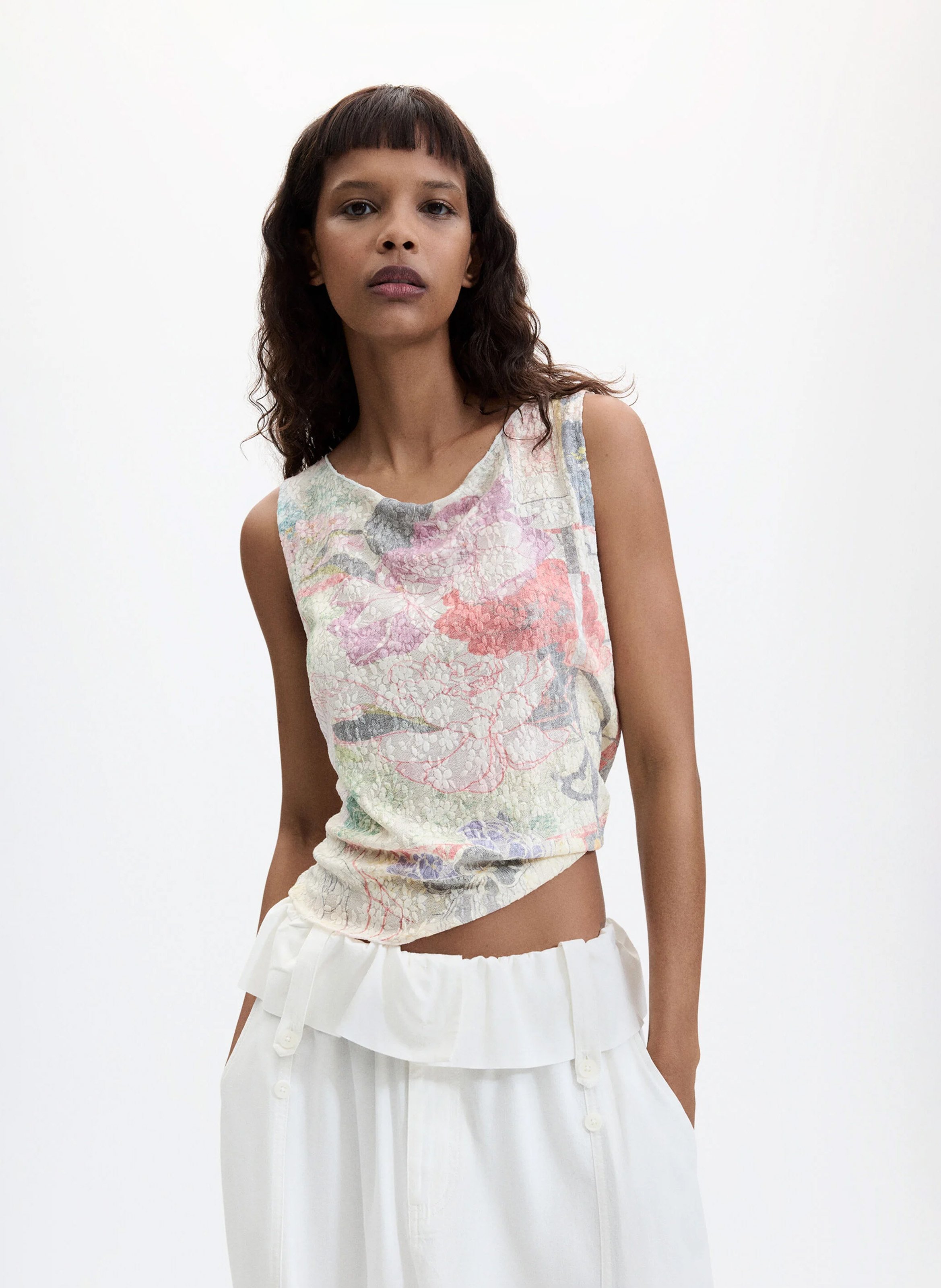 Top droit col rond imprimé DESIGUAL Multicolore