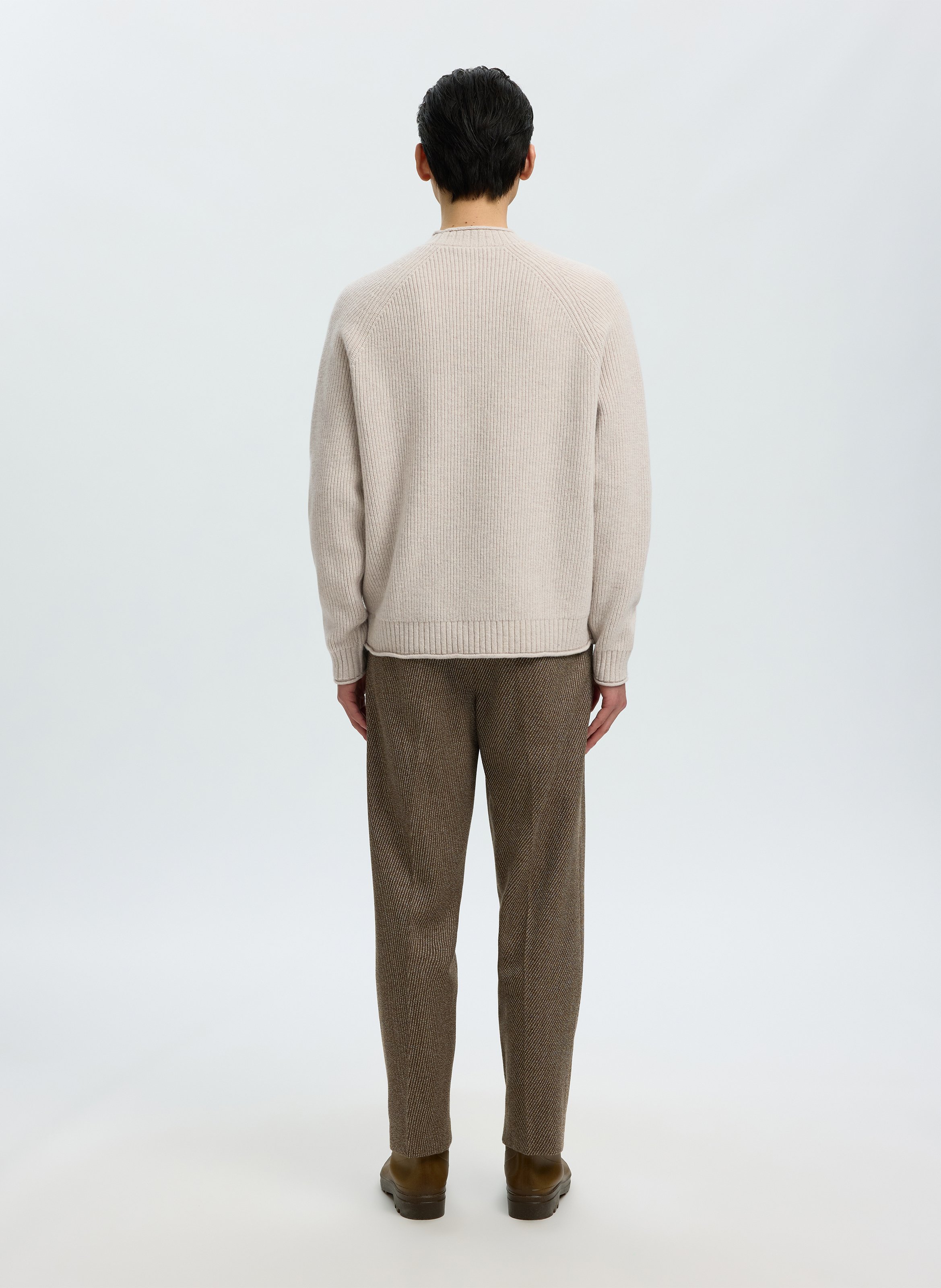 Rechte, wollen trui met opstaande kraag SELECTED Beige