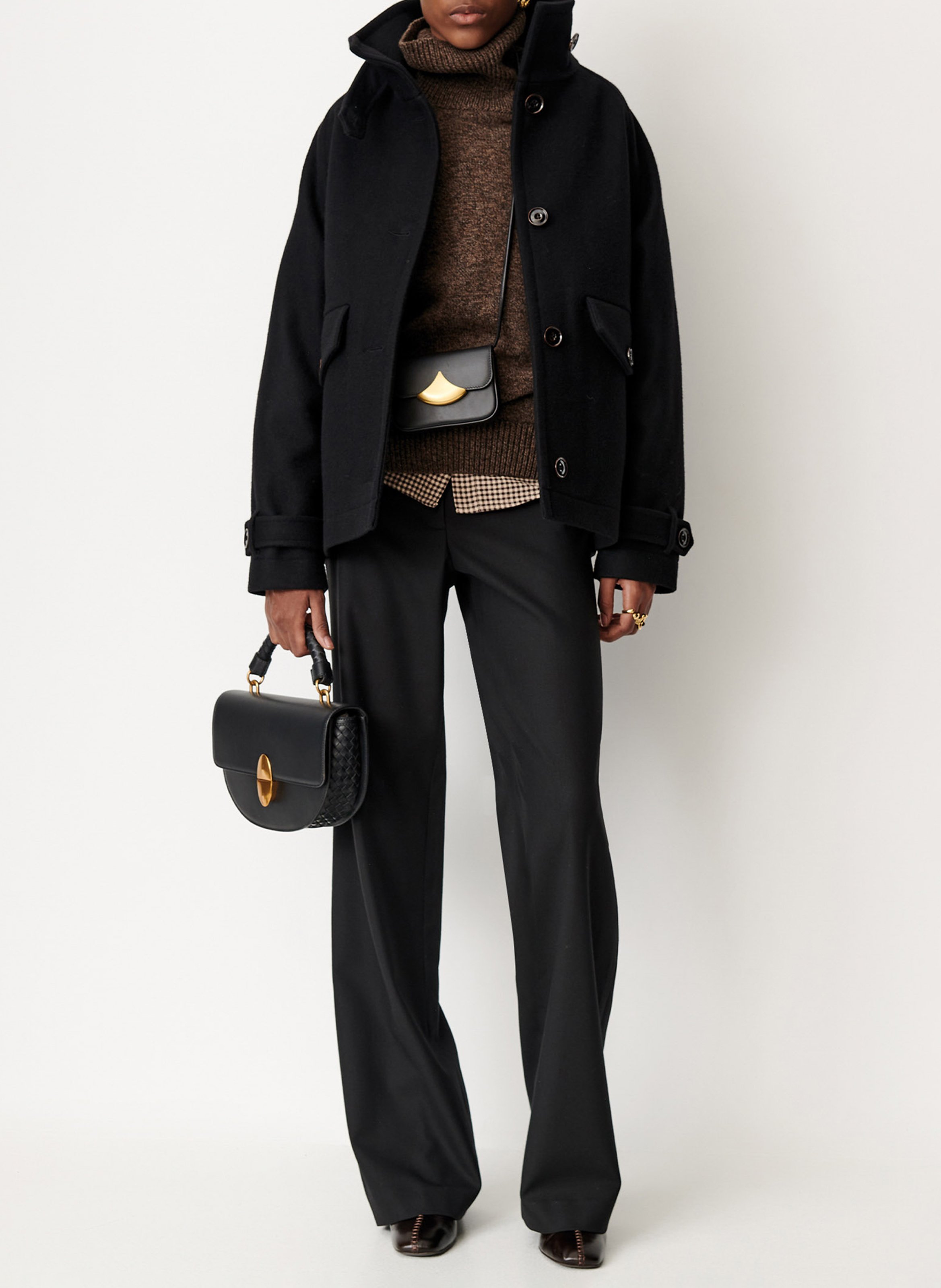 Short high-neck wool-blend coat SESSUN
