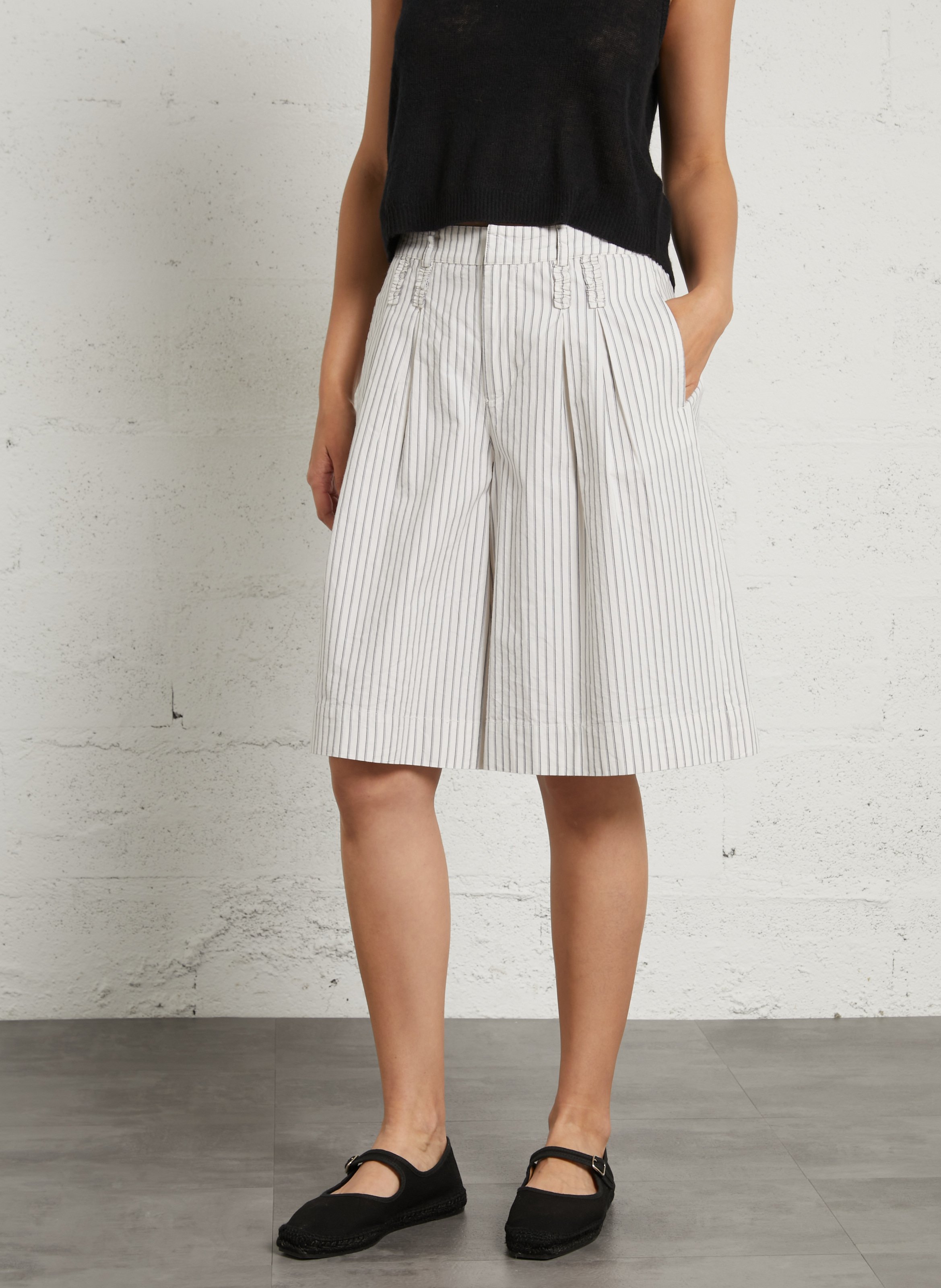 Bermuda chino à rayures en coton bio DAMSON MADDER Marron