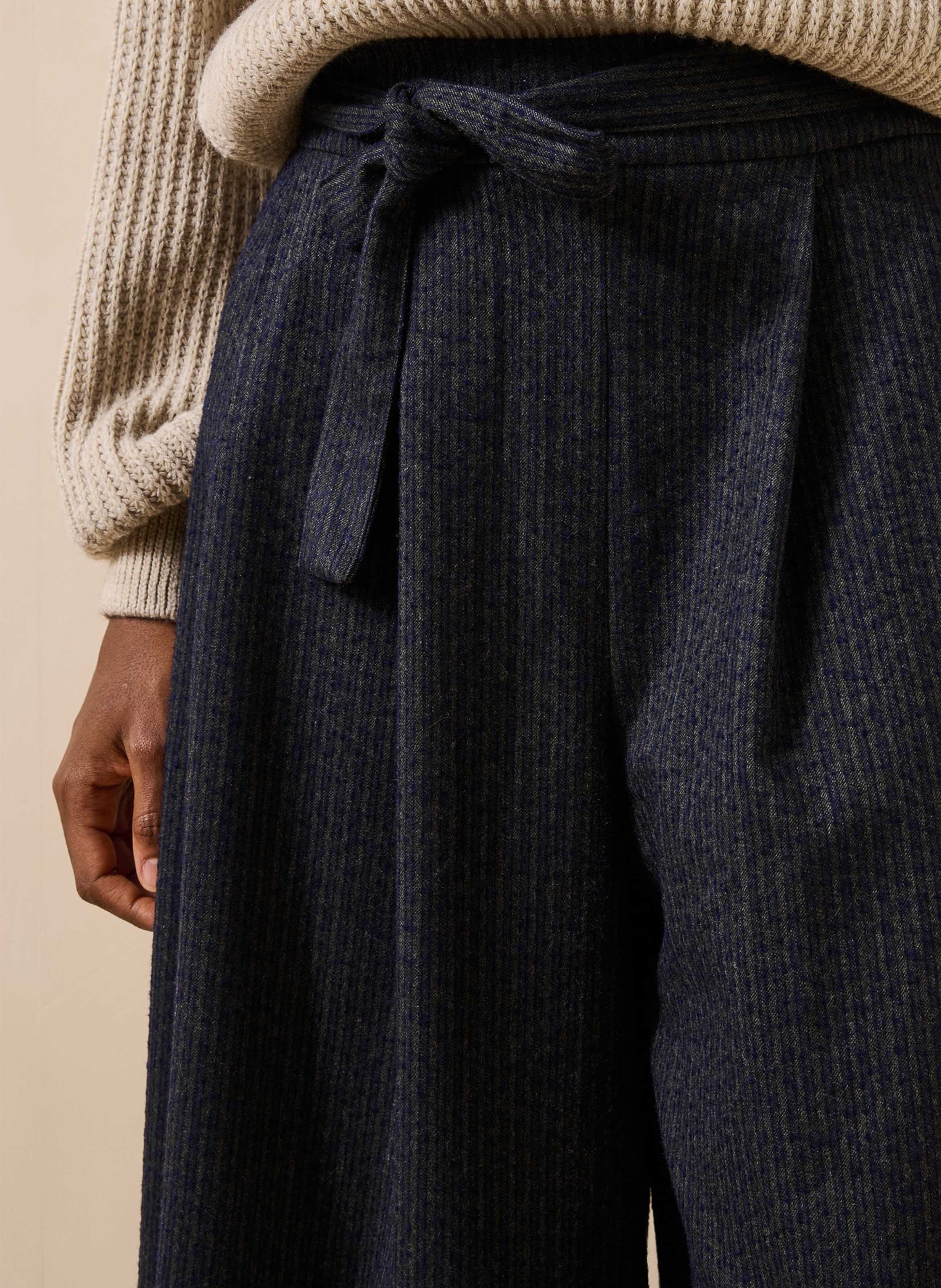 Wide belted 7/8 length pants LA FEE MARABOUTEE Grey