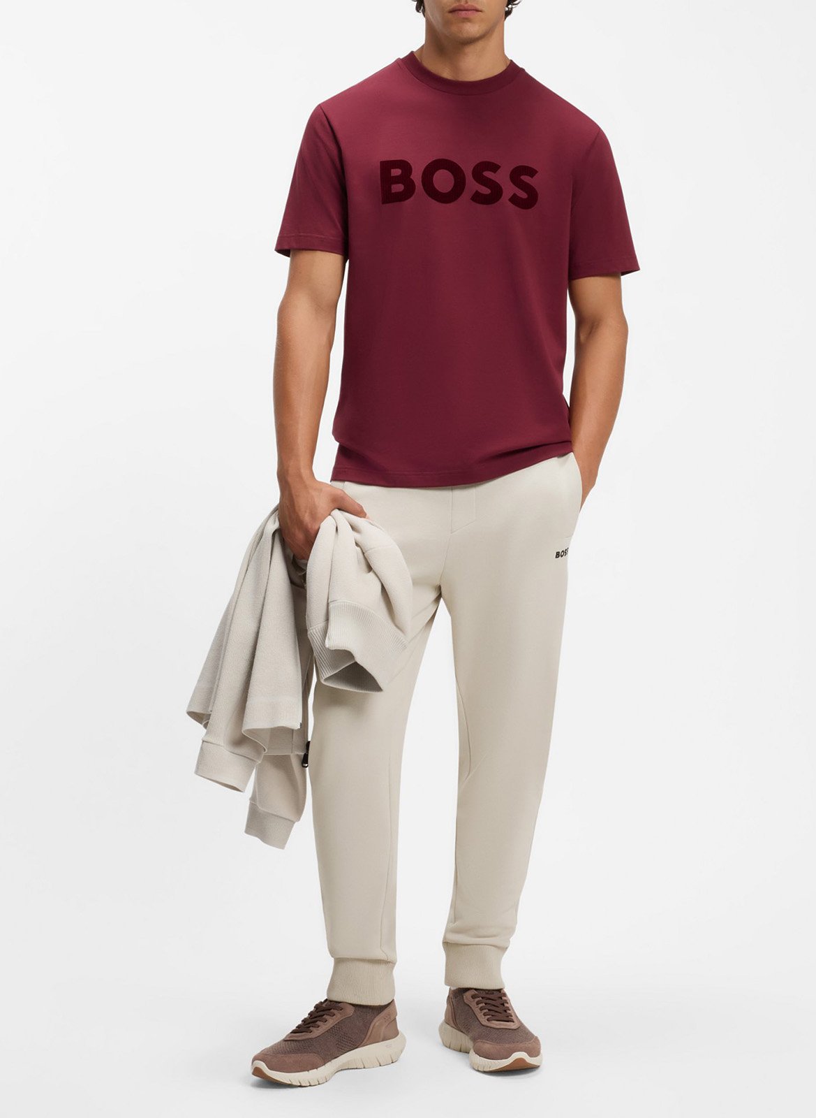 Jogging droit en coton mélangé BOSS Beige