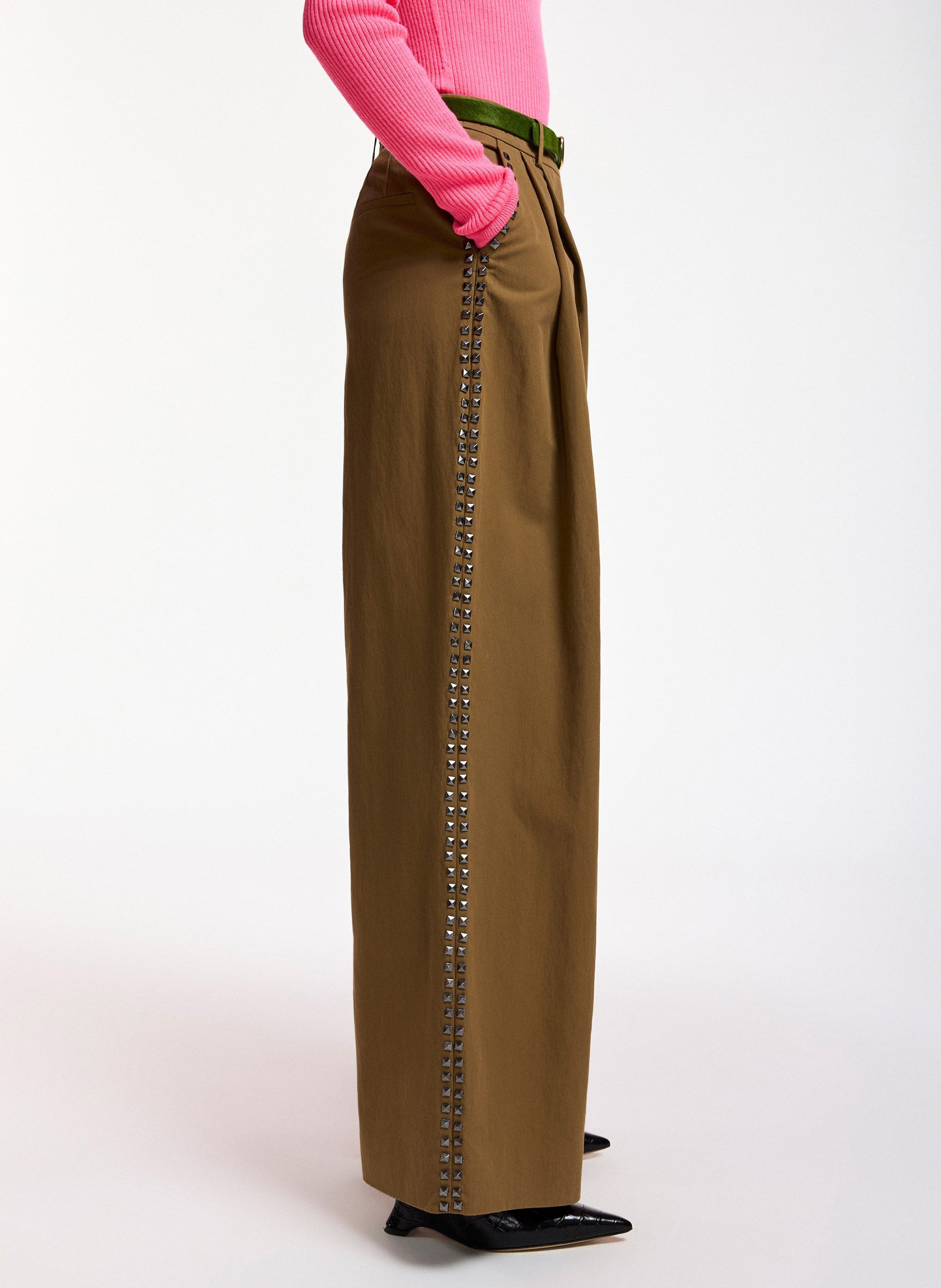 Pantalón ancho adornado con tachuelas ESSENTIEL ANTWERP Marron