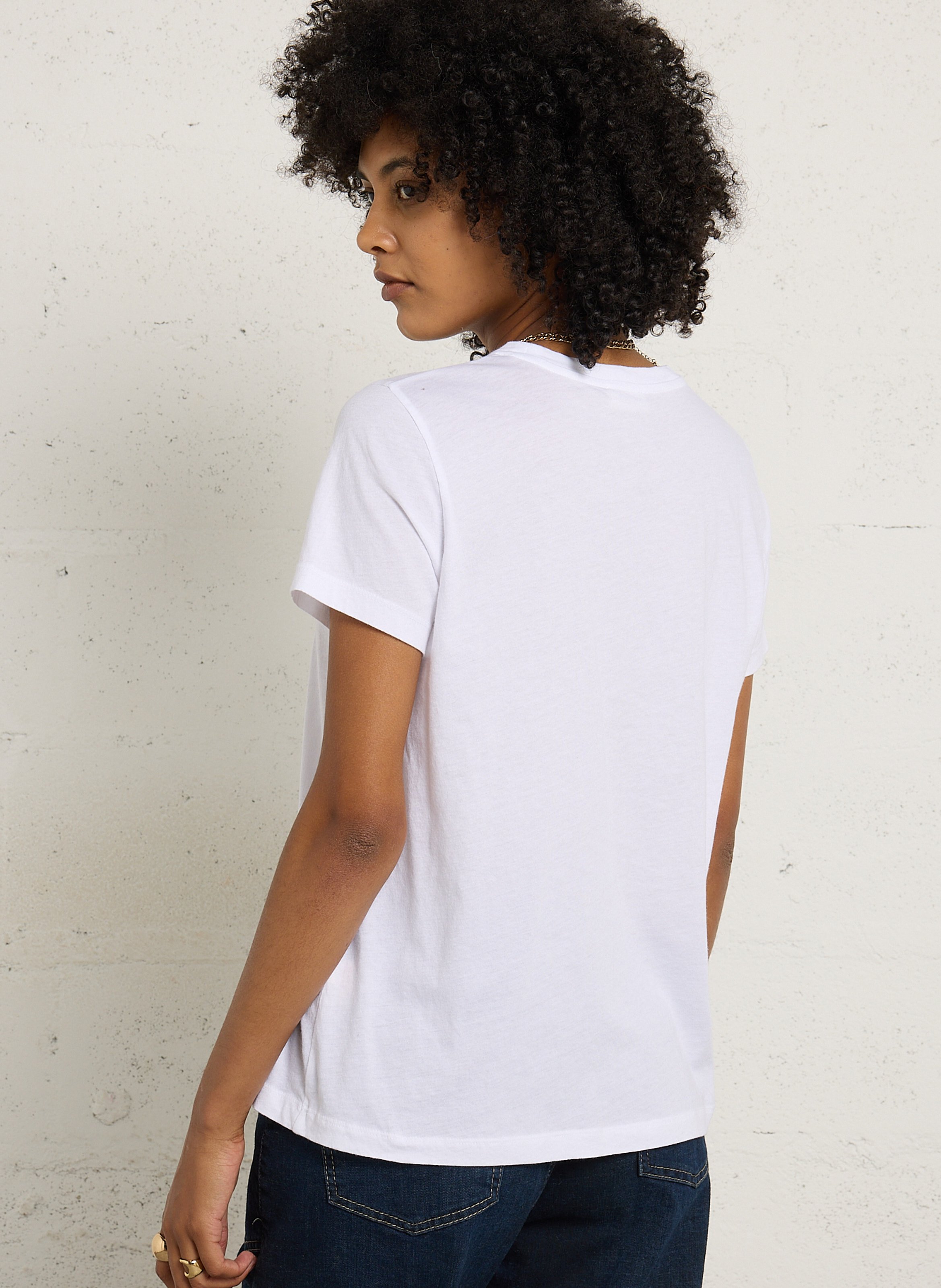 Gerade geschnittenes Baumwoll-T-Shirt AMERICAN VINTAGE Weiss