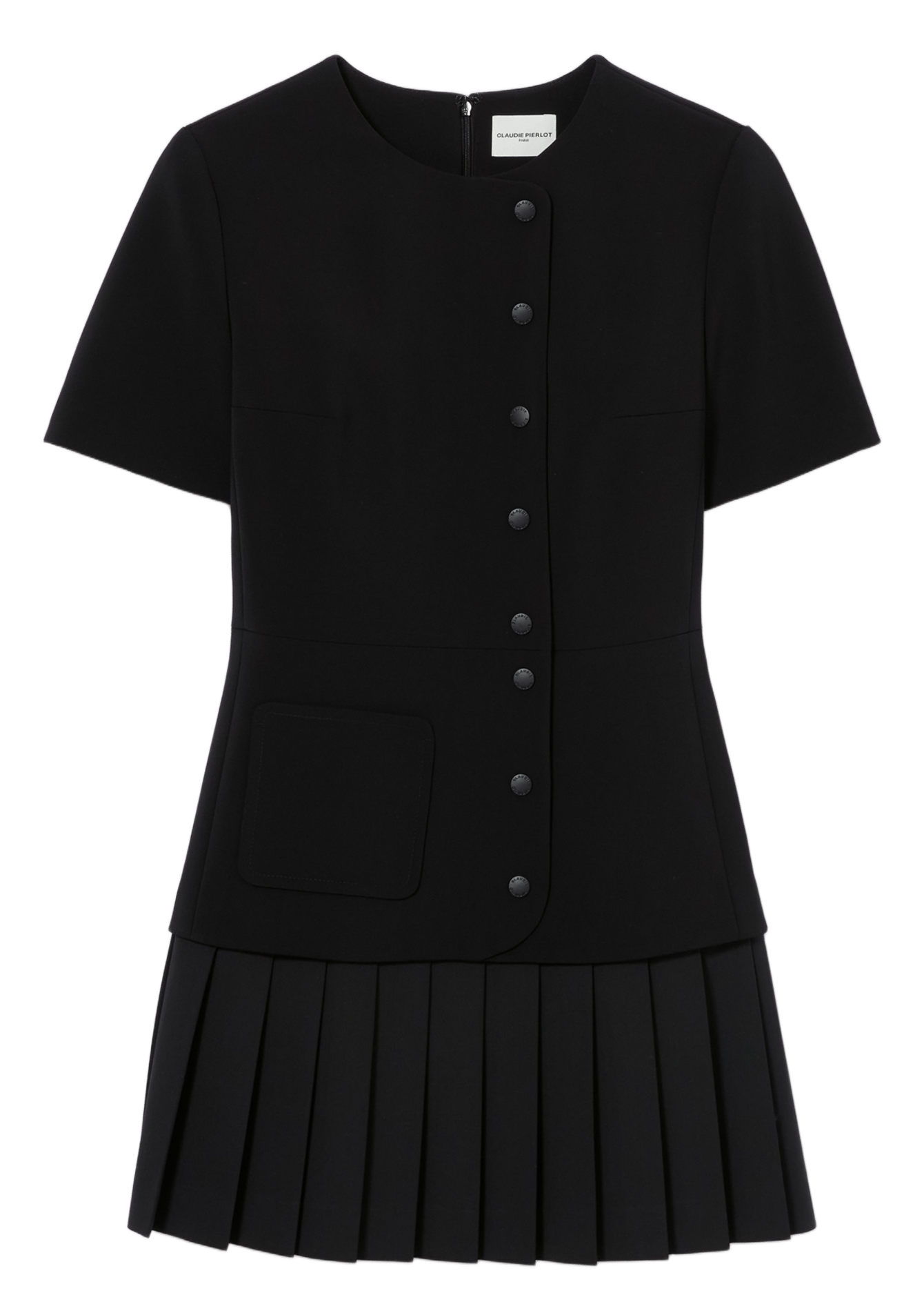 Plissé-jurk met ronde hals CLAUDIE PIERLOT Zwart