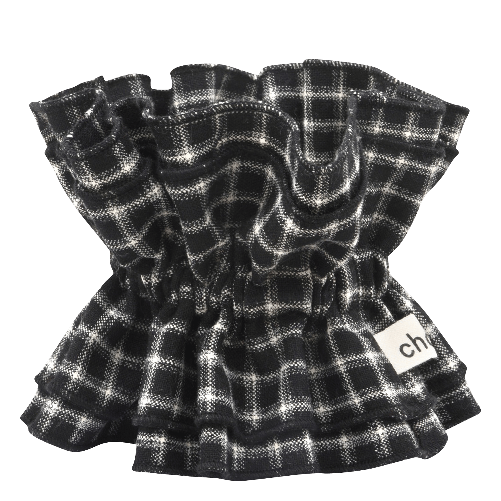 Oversized checked wool scrunchie CHOU AU CARRE Black