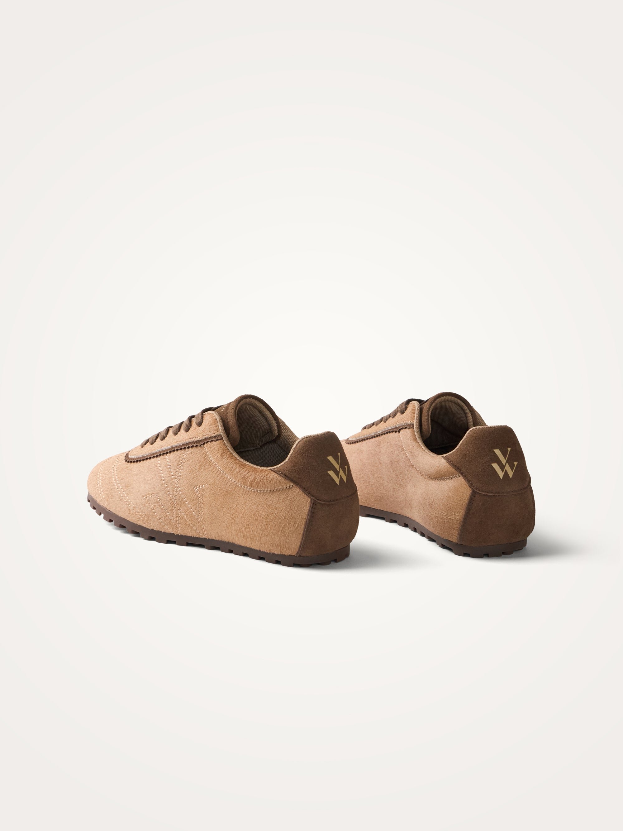 Sneakers with monogram sewn on a thin grooved sole VANESSA WU Beige