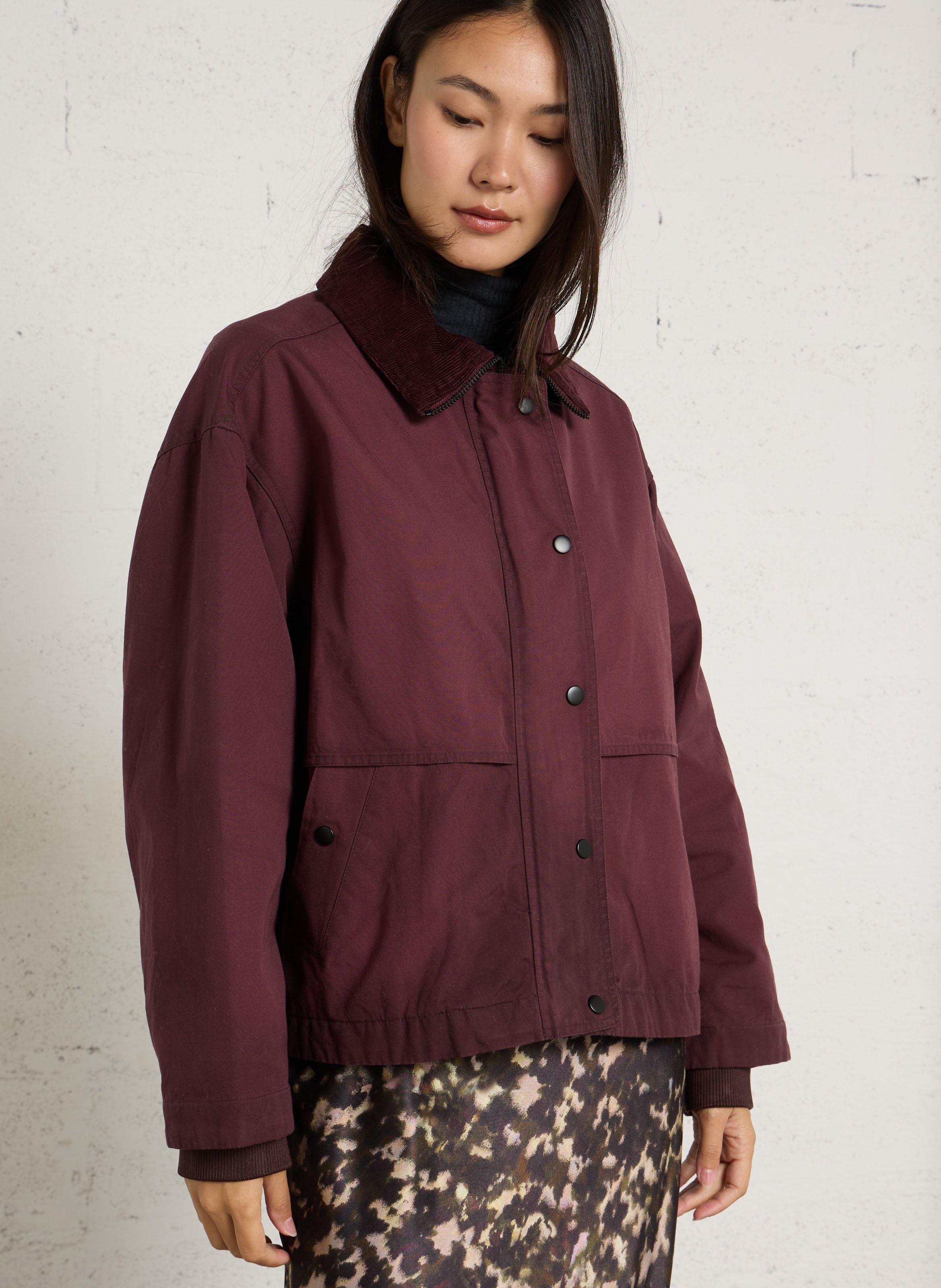 Weite Jacke mit geripptem Kragen aus Baumwolle BELLEROSE Rot