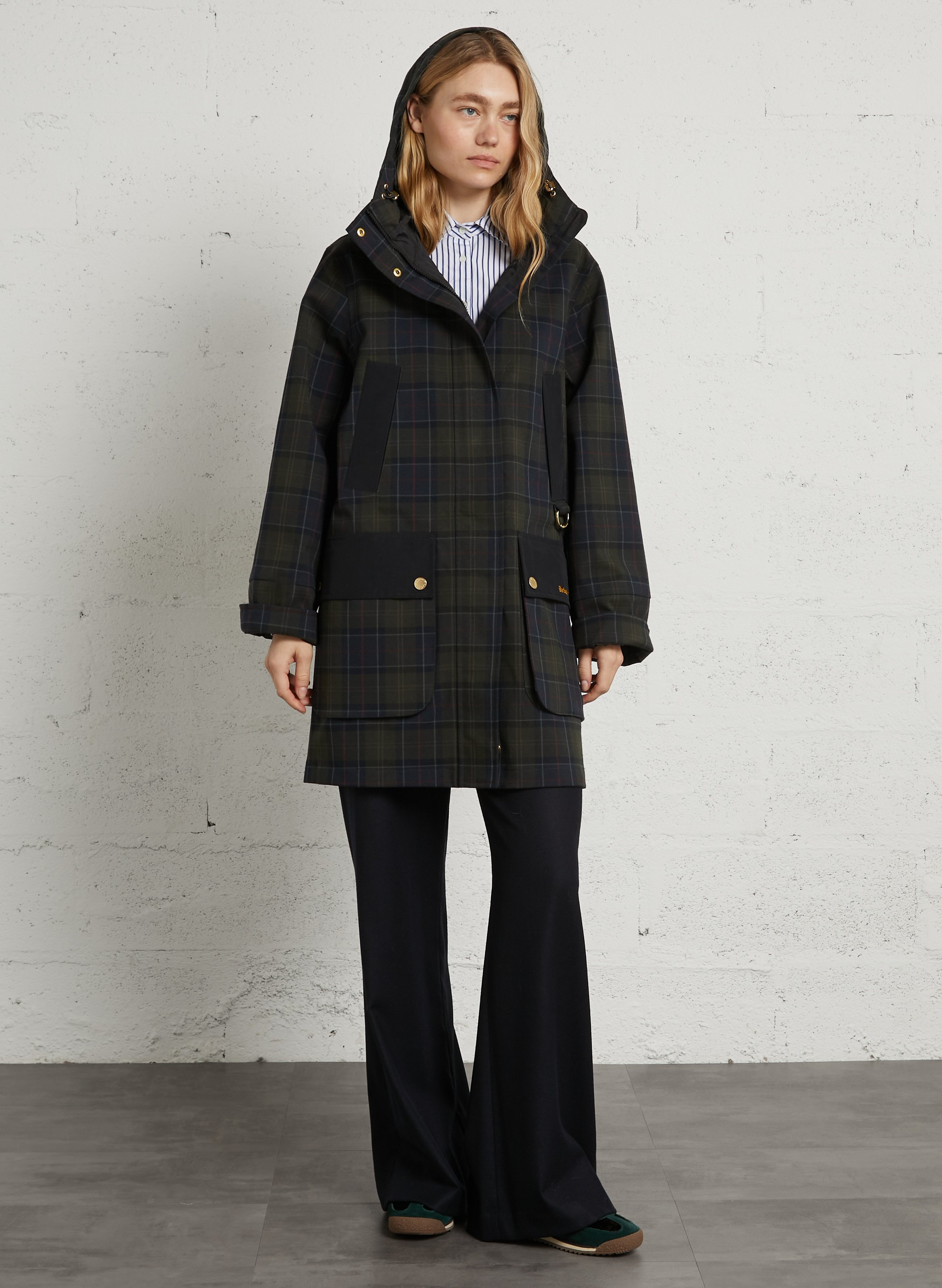 Oversized geruite jas BARBOUR Groen