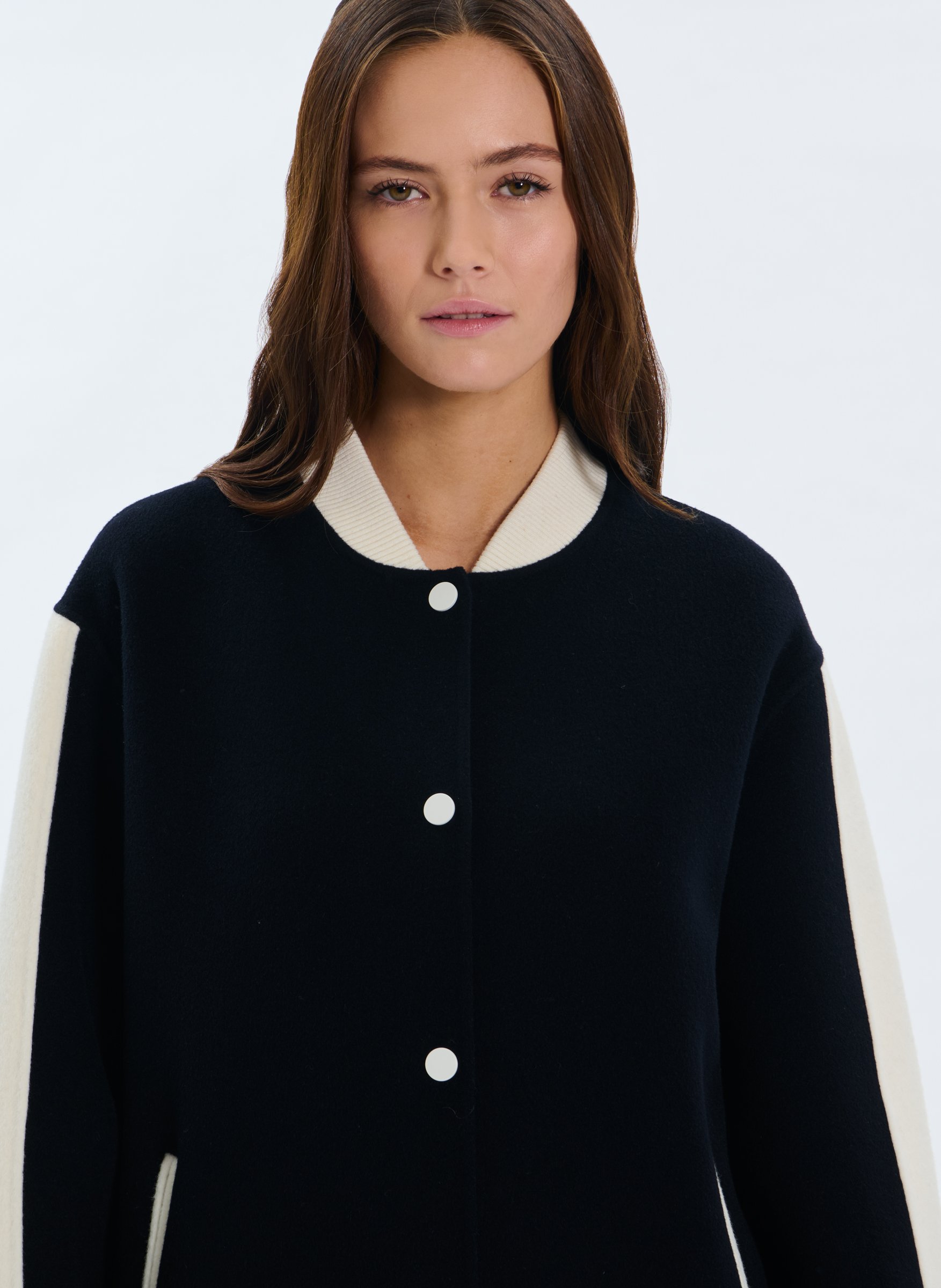 Blouson en laine mélangéze col rond  ZAPA Bleu