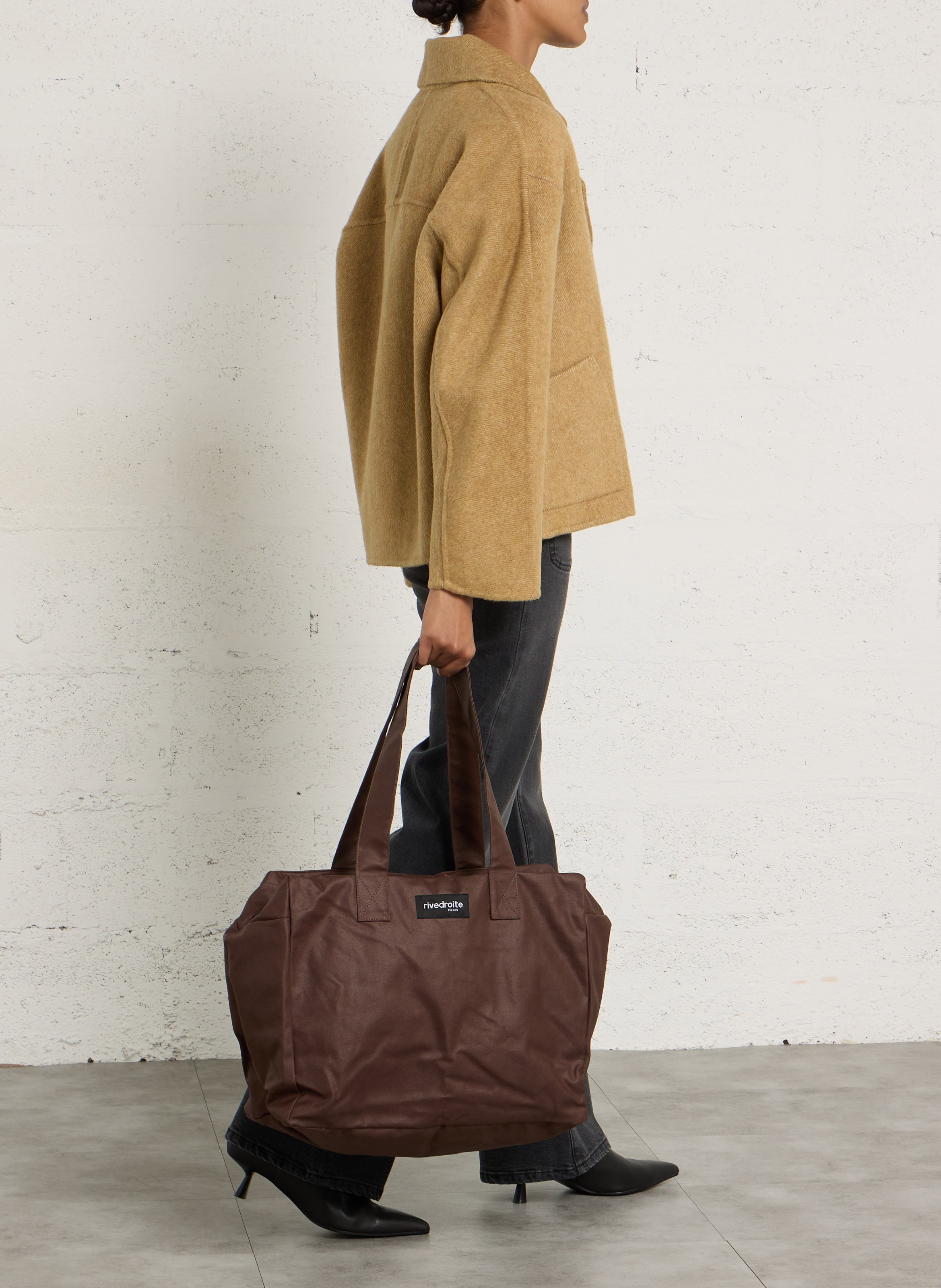 Weekendtas van gerecycled katoen RIVEDROITE PARIS Bruin