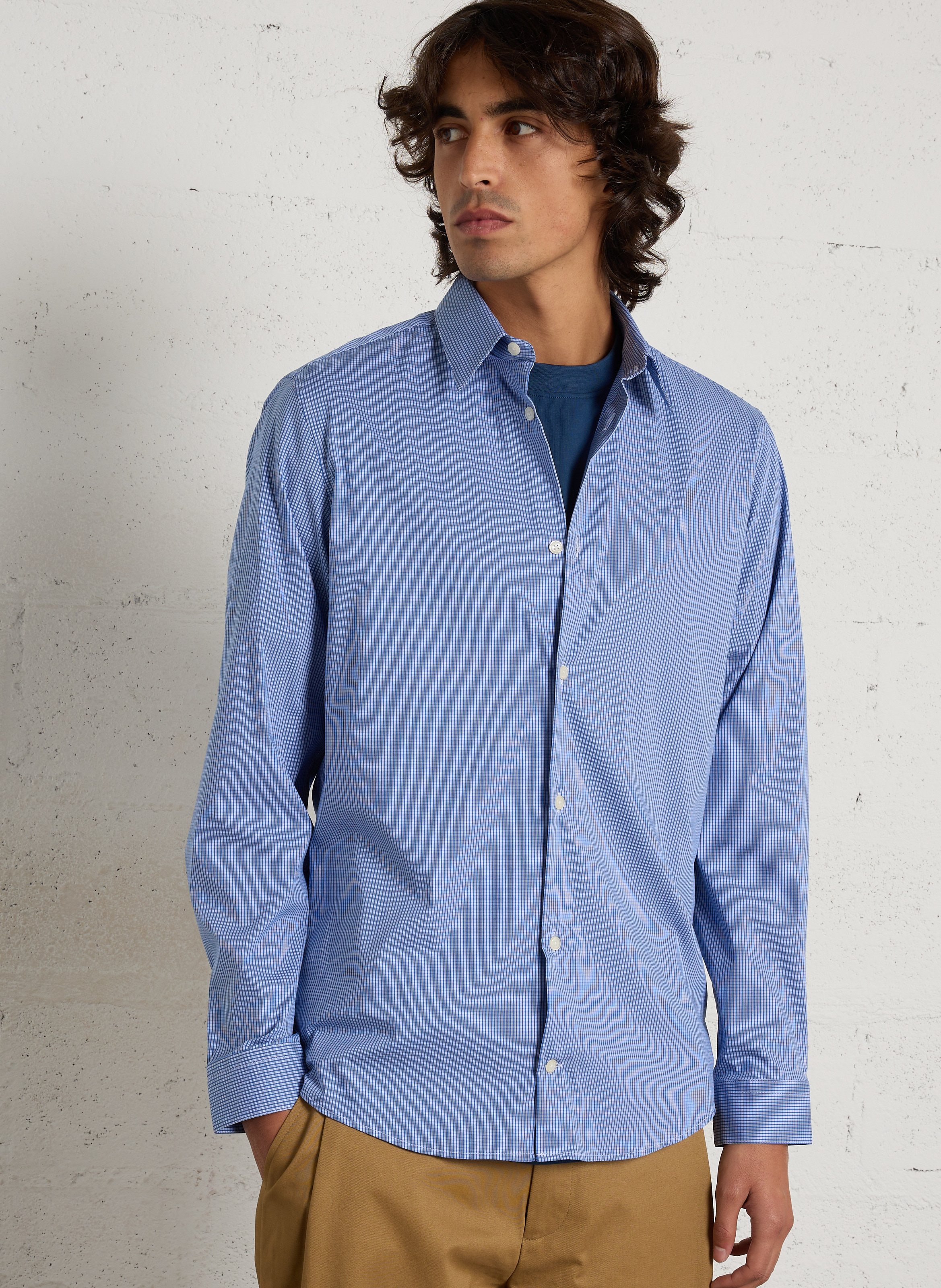 Baumwollbluse mit klassischem Kragen AU PRINTEMPS PARIS Blau