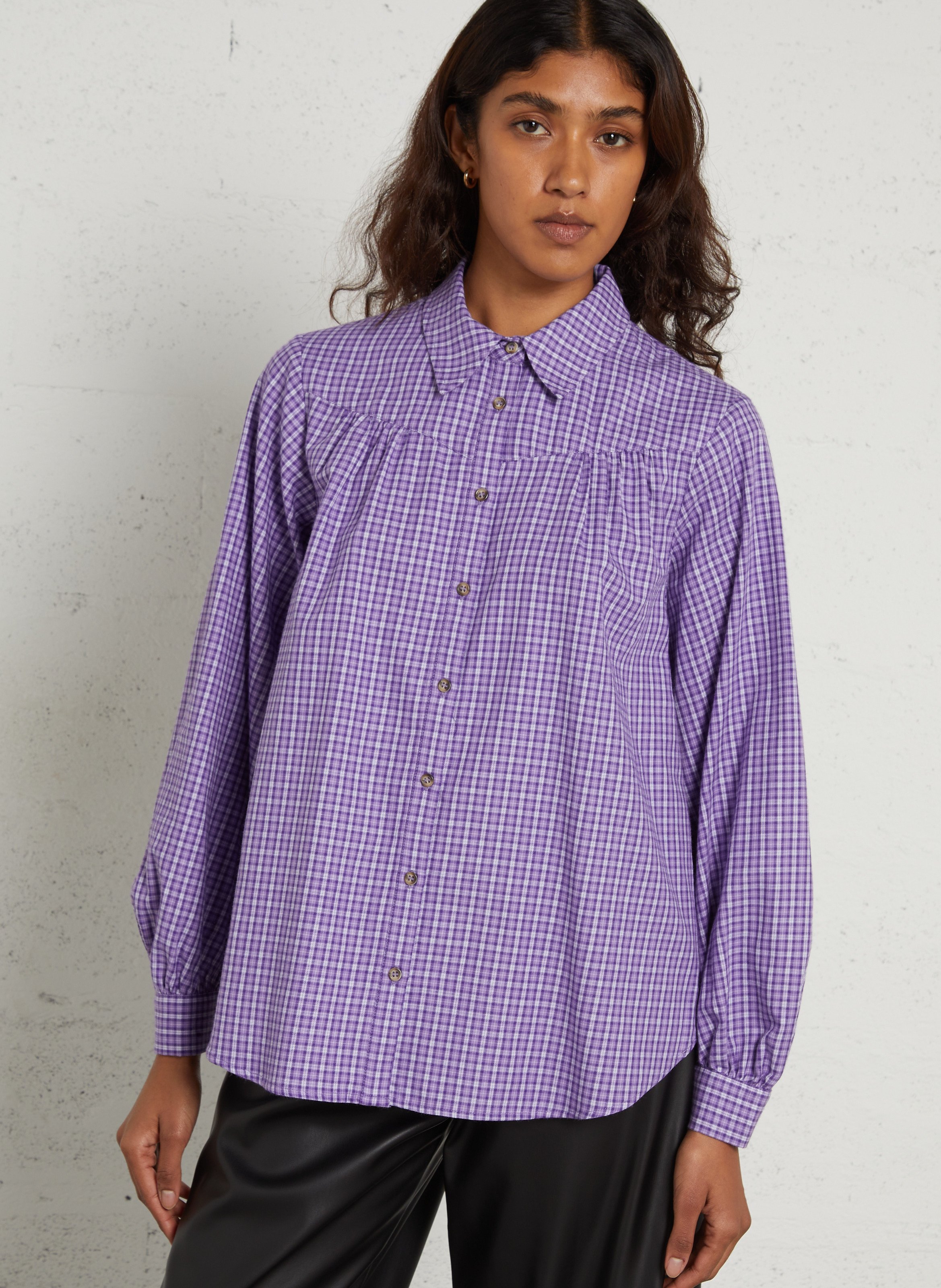 Chemise ample à carreaux MAISON 123 Violet