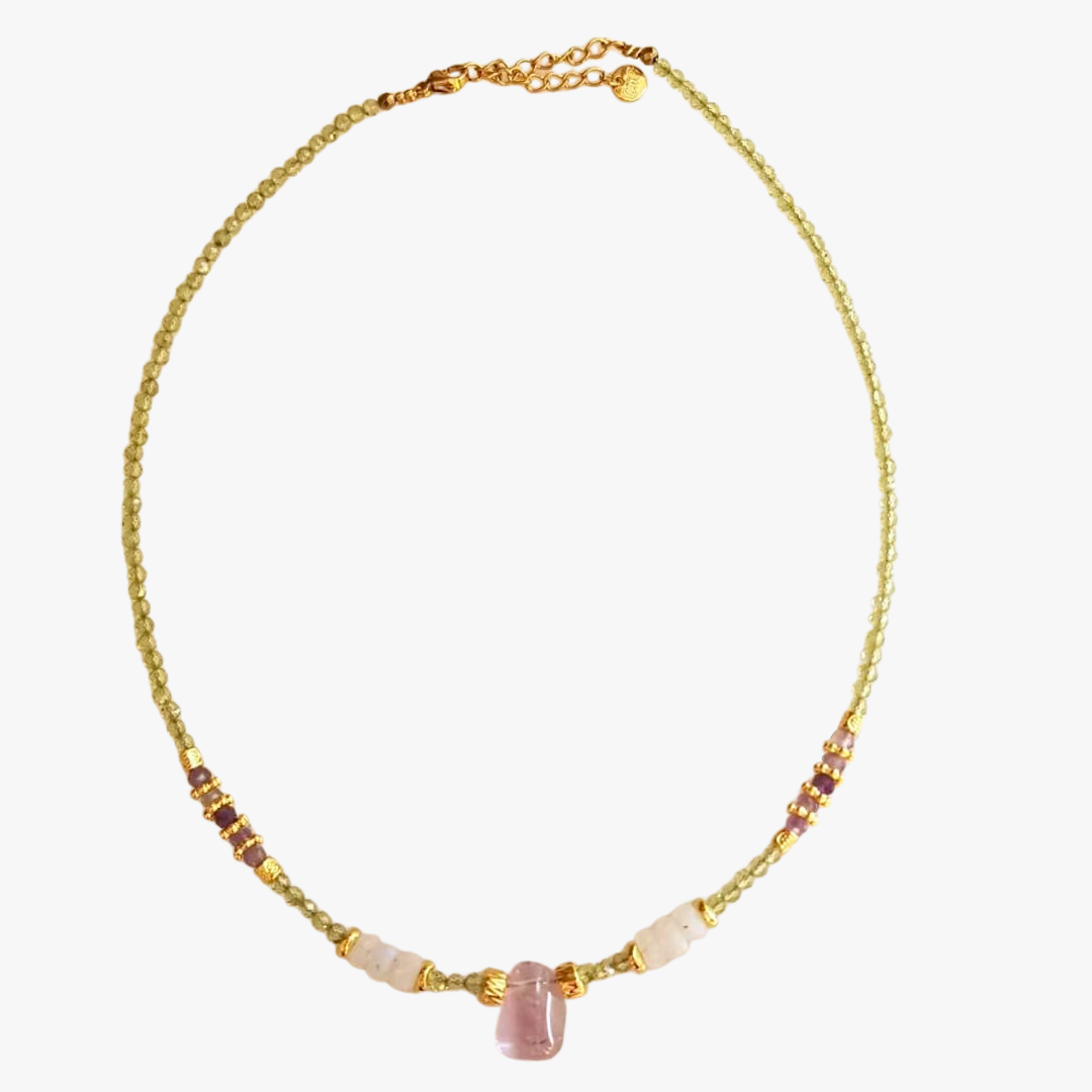 Peridot and amethyst necklace GINANDGER Multicolored