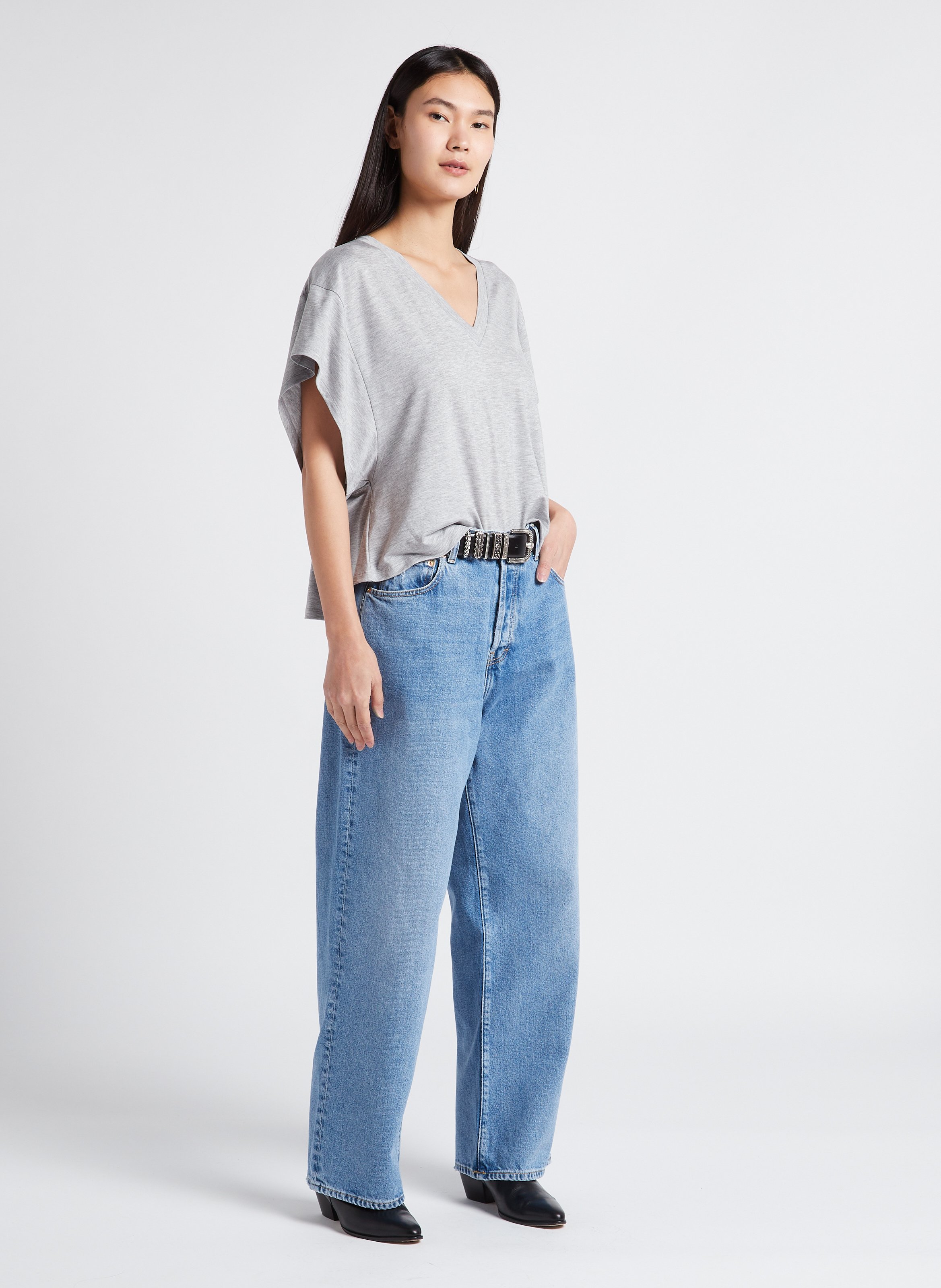 Ruimvallende T-shirt met V-hals IRO Grijs