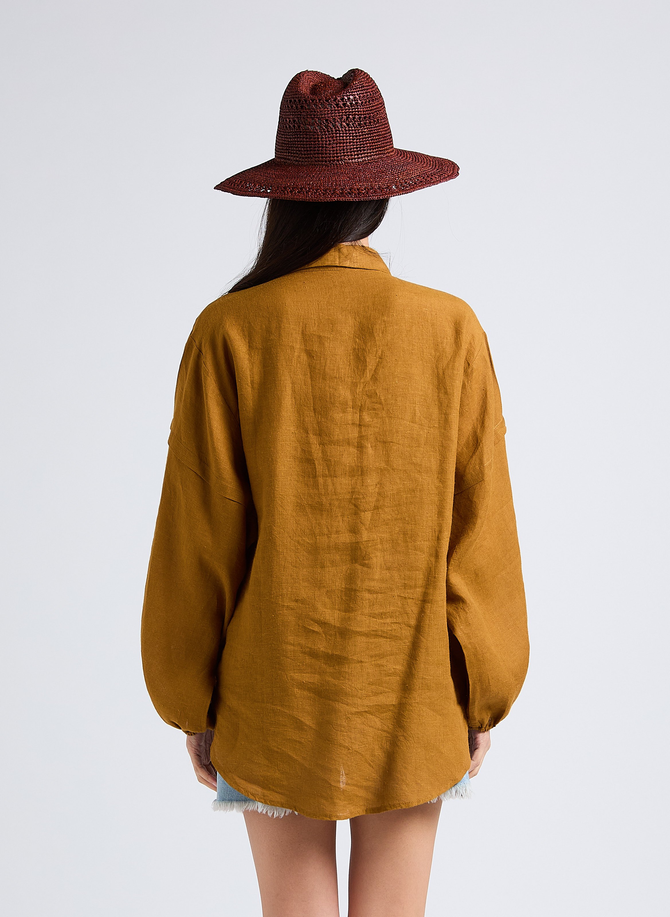 Chemise ample en lin  Marron