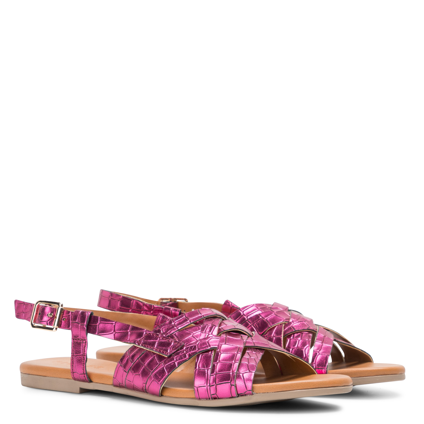 Platte, leren sandalen PIECES Violet