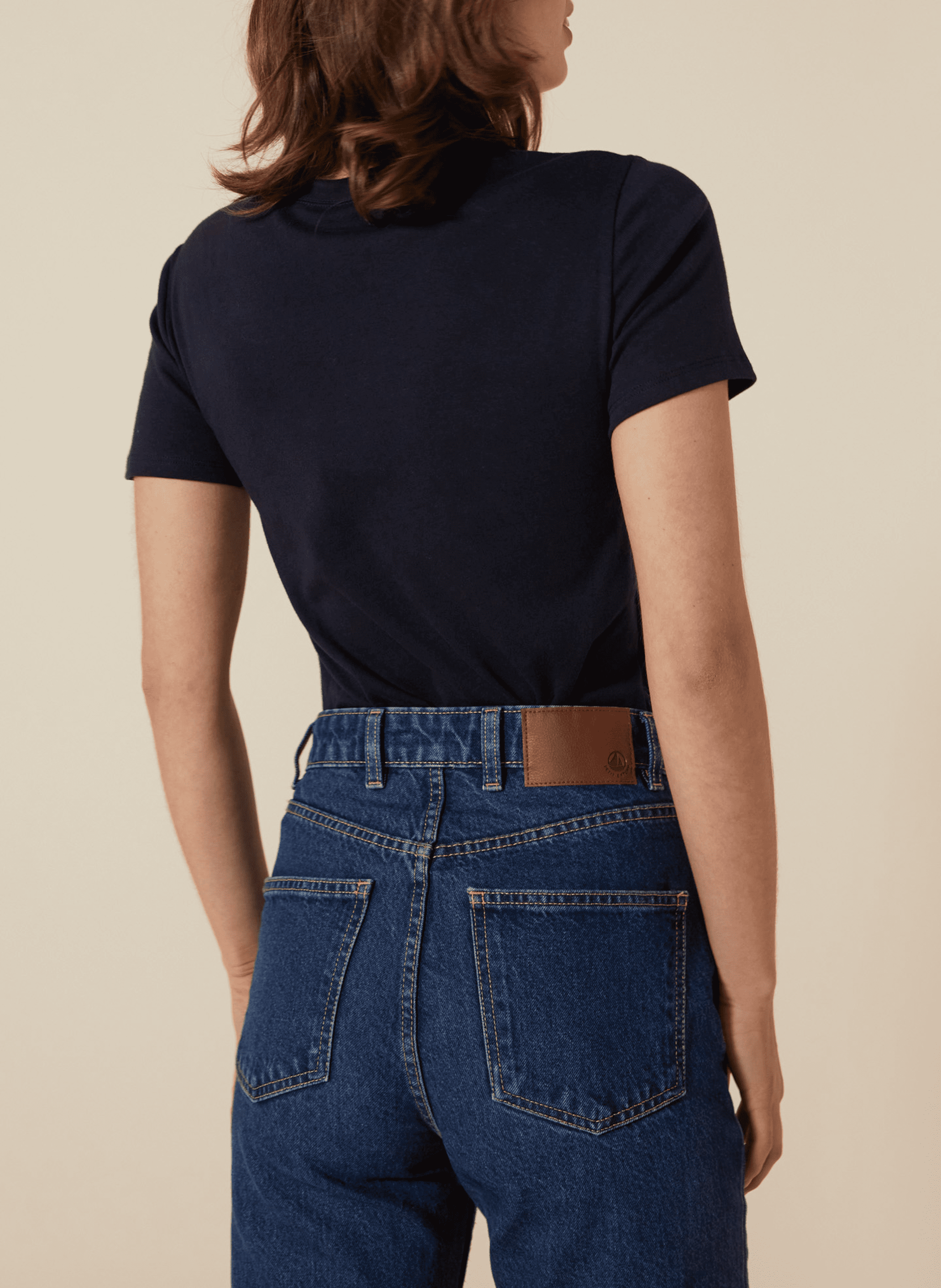 Tee-shirt droit col rond en coton PETIT BATEAU Bleu