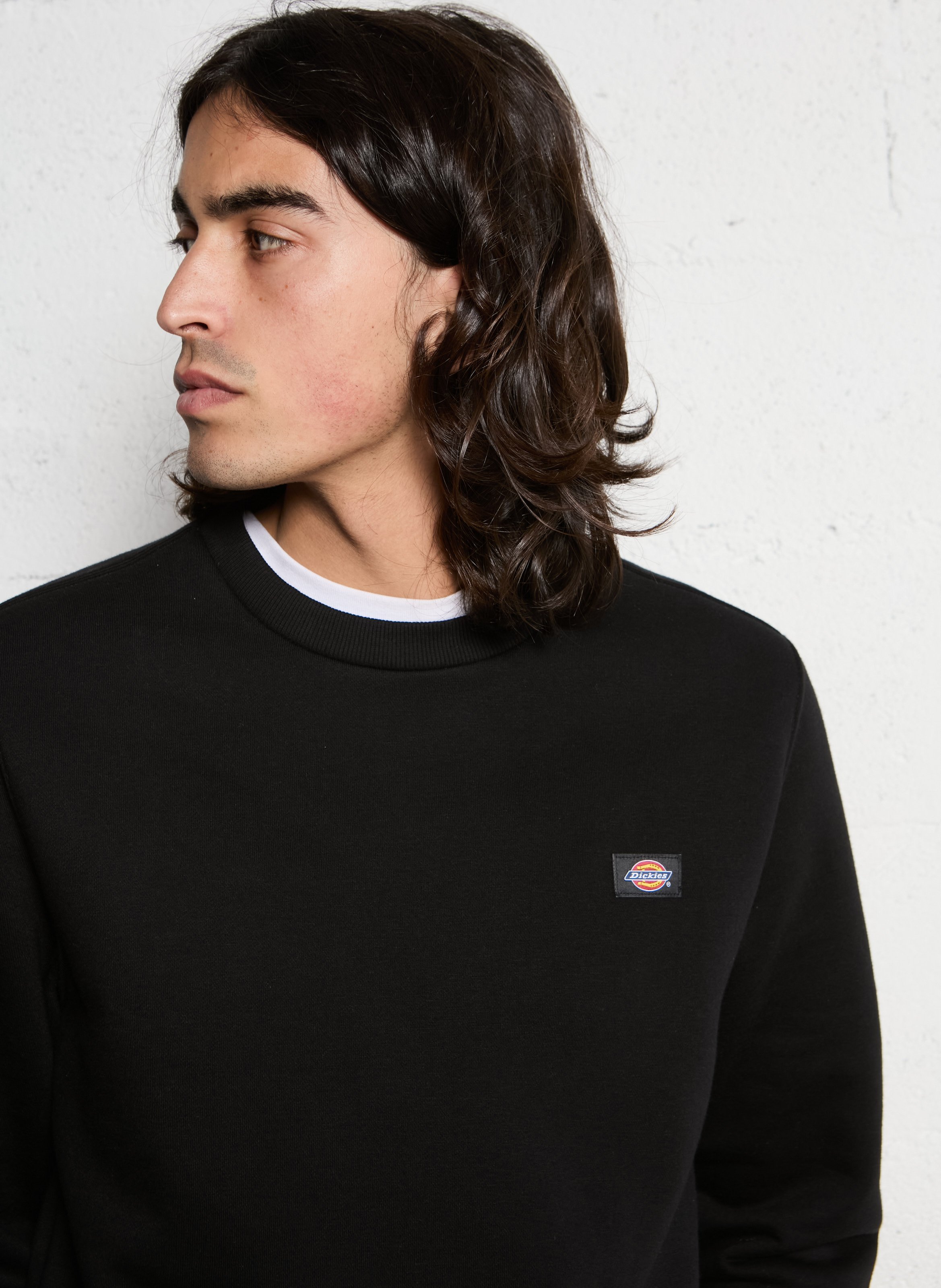 Rechte sweater met ronde hals | katoenblend DICKIES Zwart