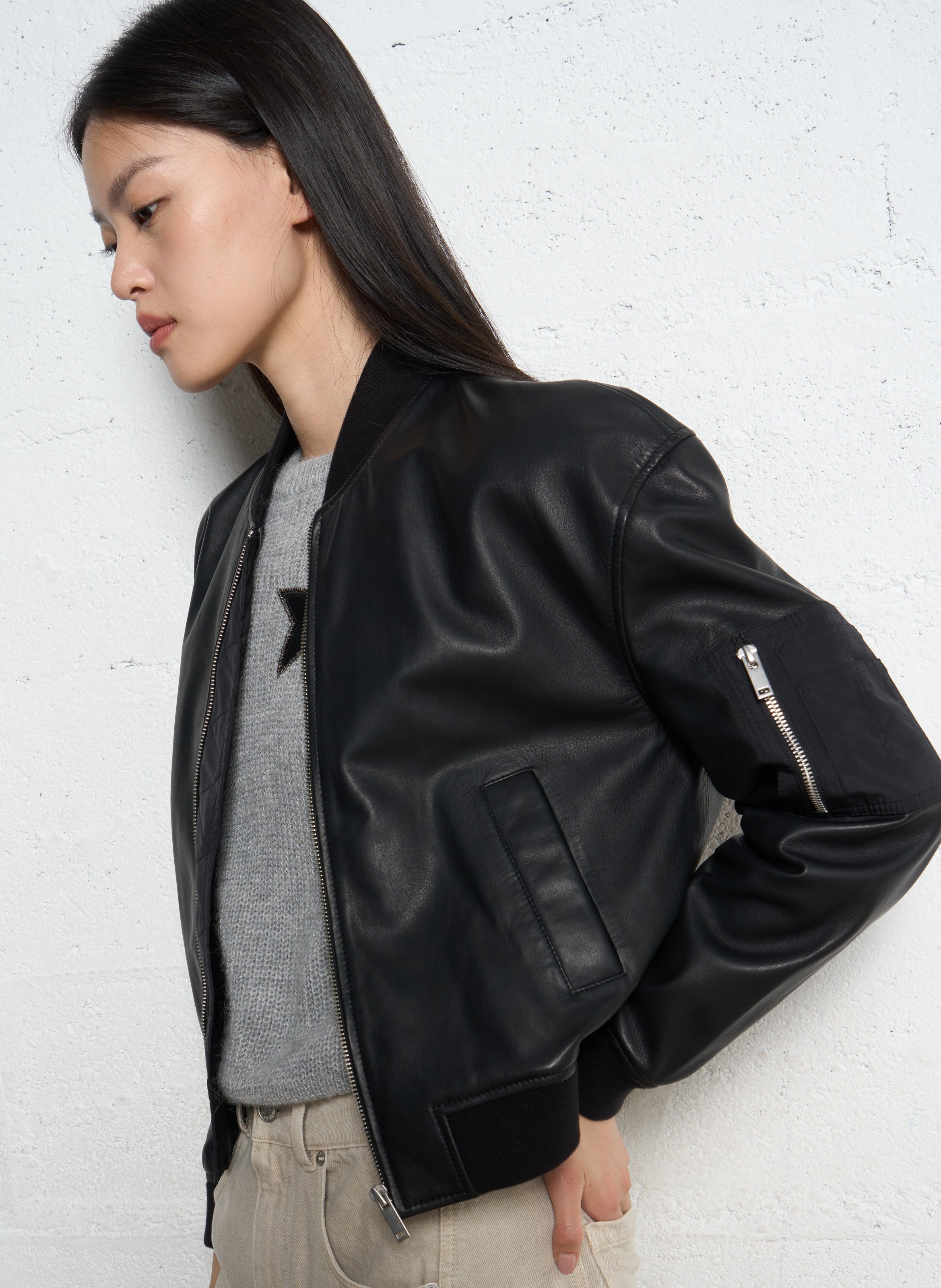 Oversize jacket with varsity collar IKKS Black