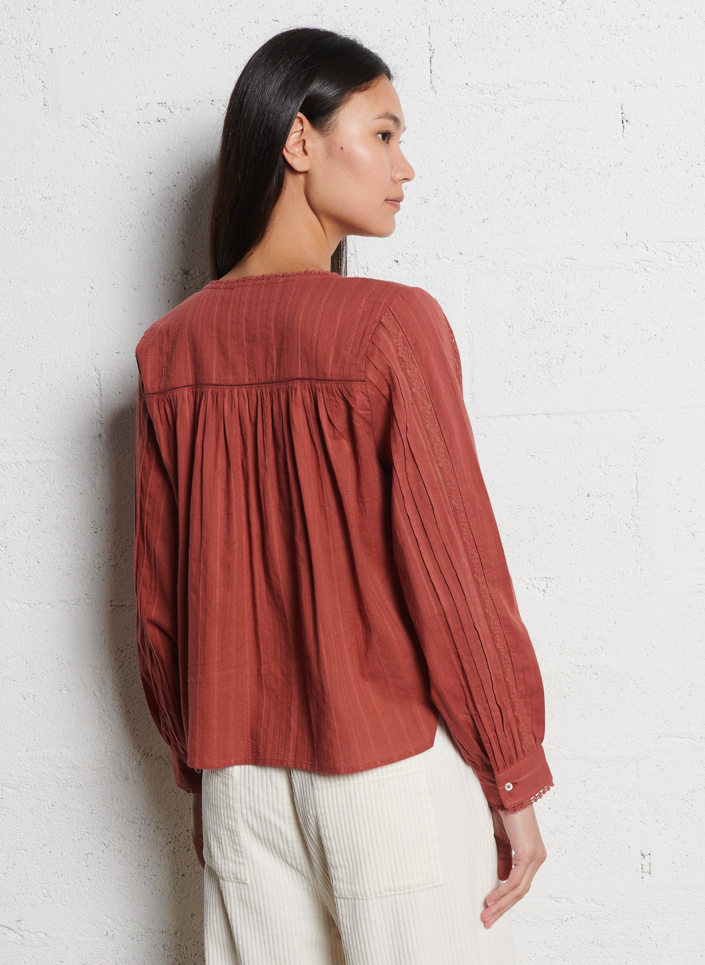 Rundhalsausschnitt-Bluse aus Baumwolle EMILE ET IDA Rot