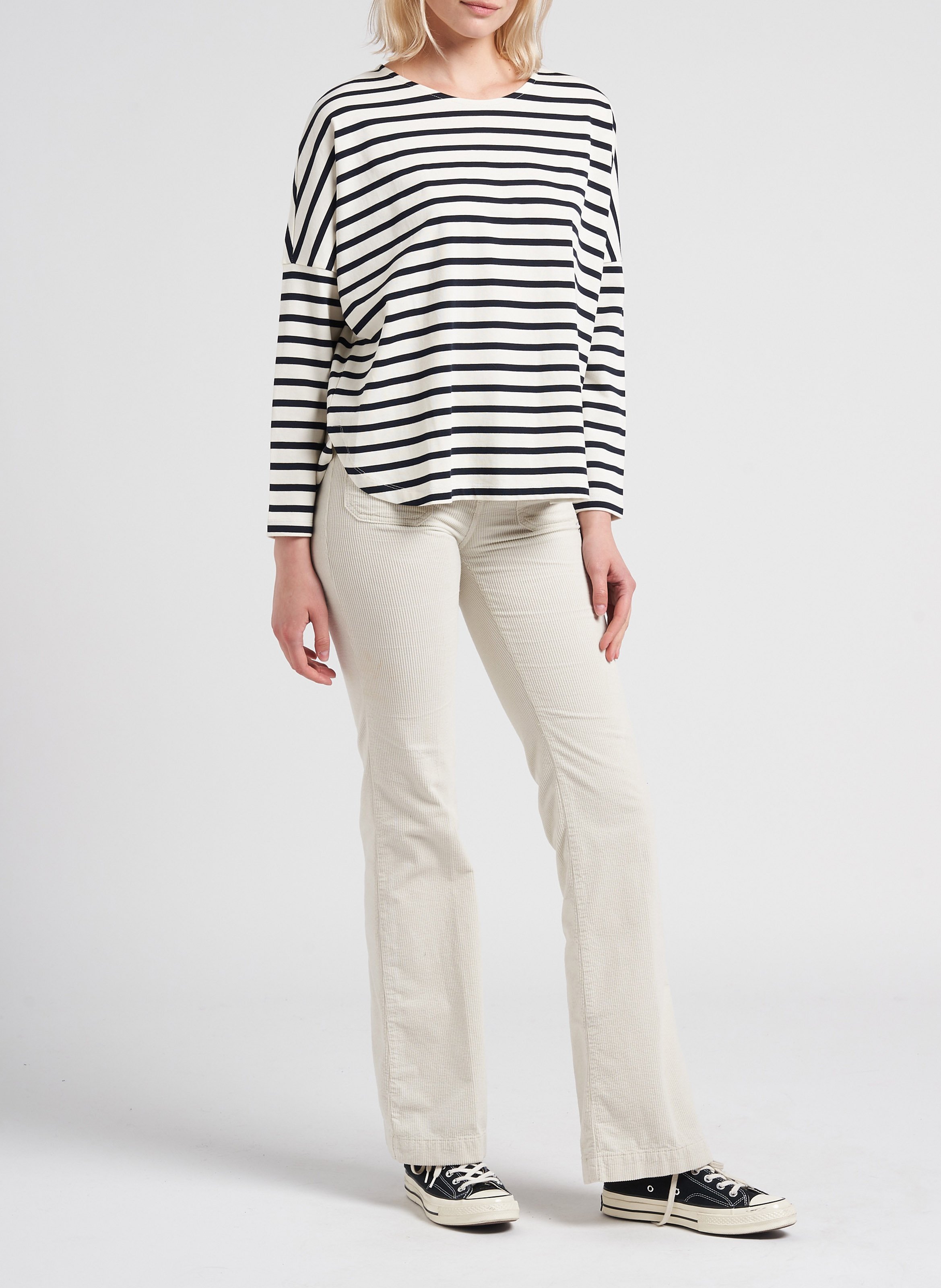 Broek van katoenmix met olifantenpijpen ACQUAVERDE Wit