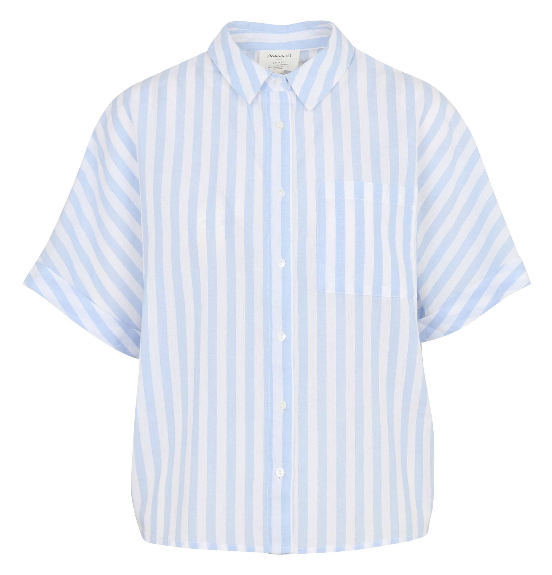 Chemise col classique en coton MAISON 123 Bleu