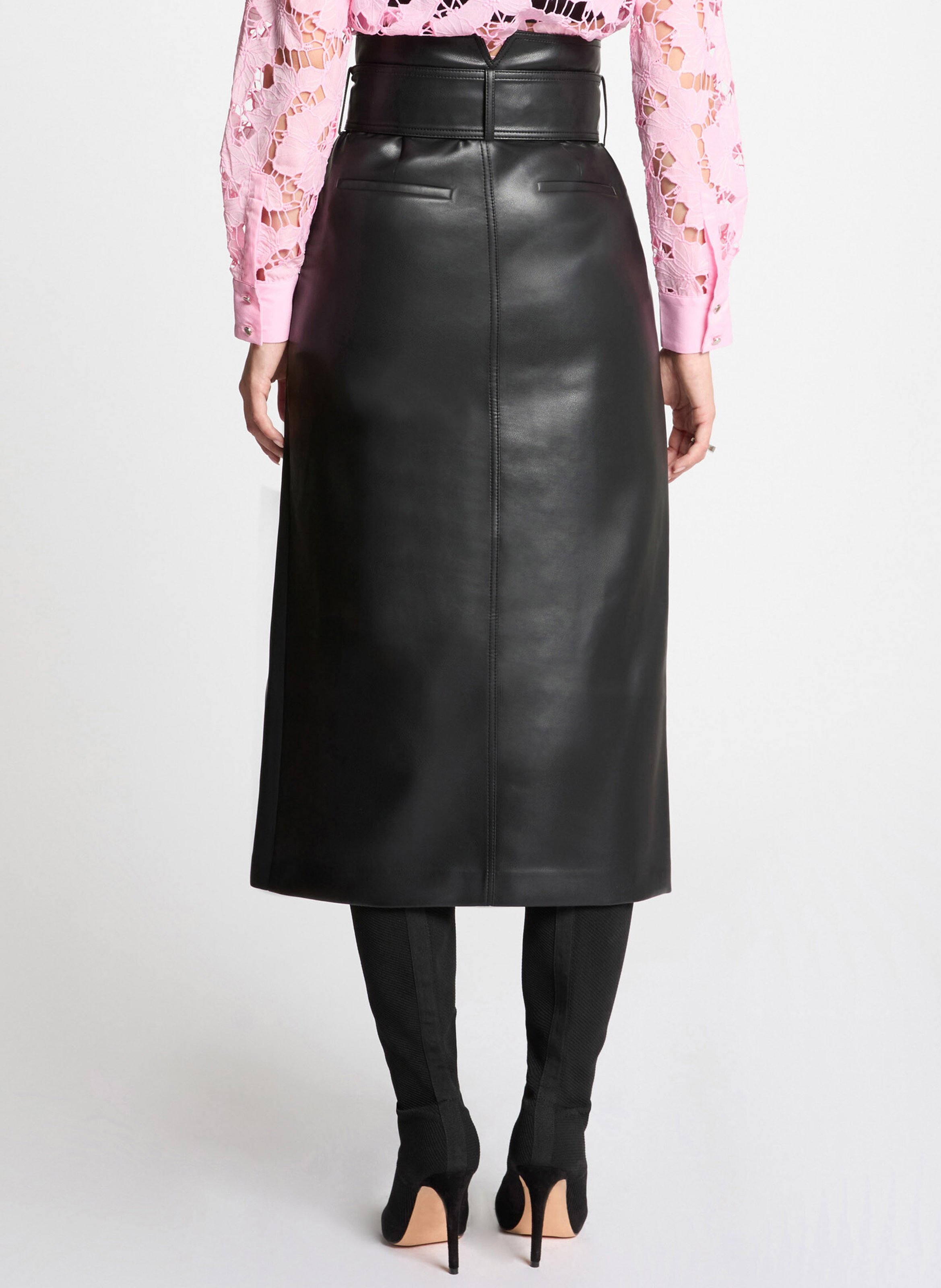 Long faux leather skirt MORGAN Black