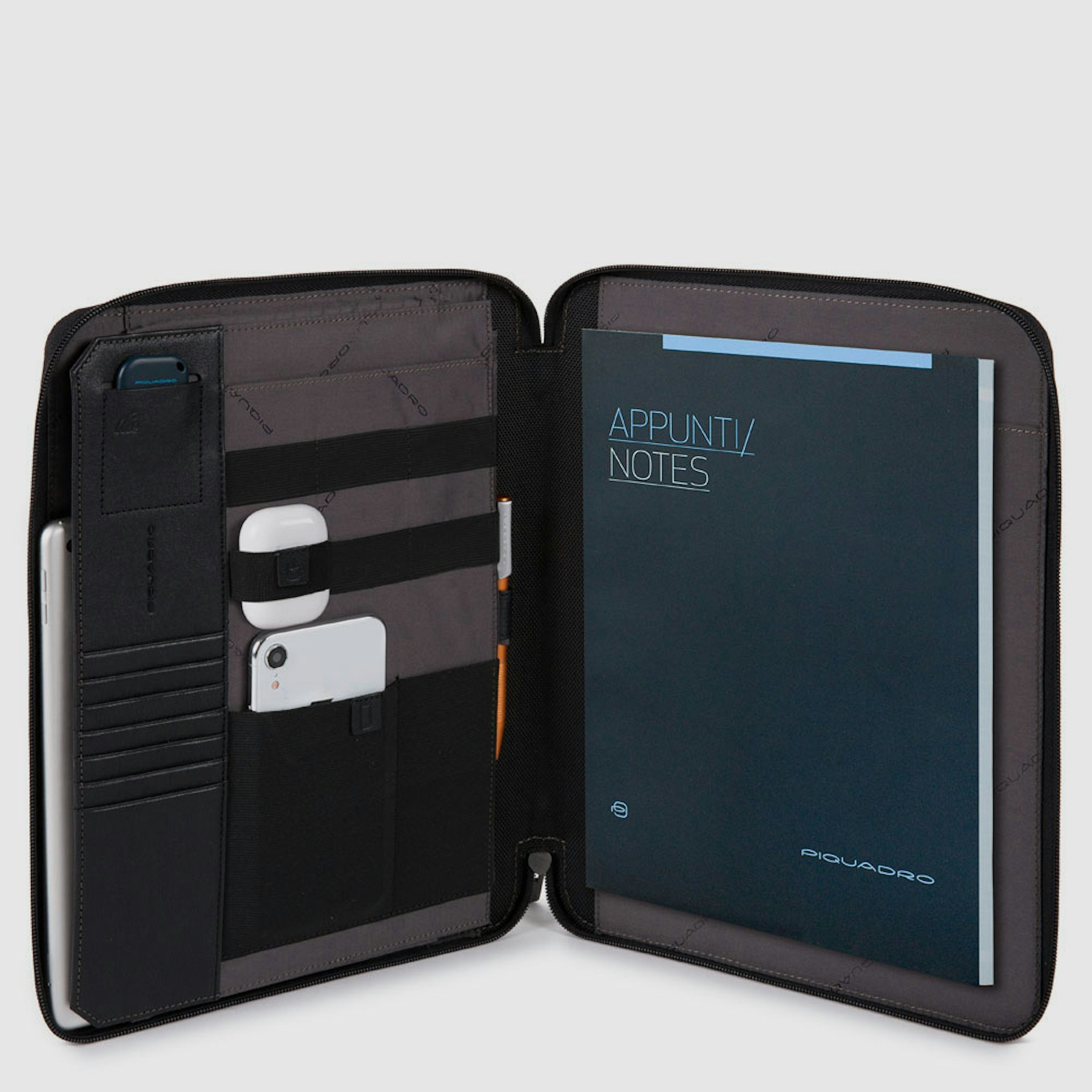 Recycled fabric clipboard with compartment PIQUADRO Black