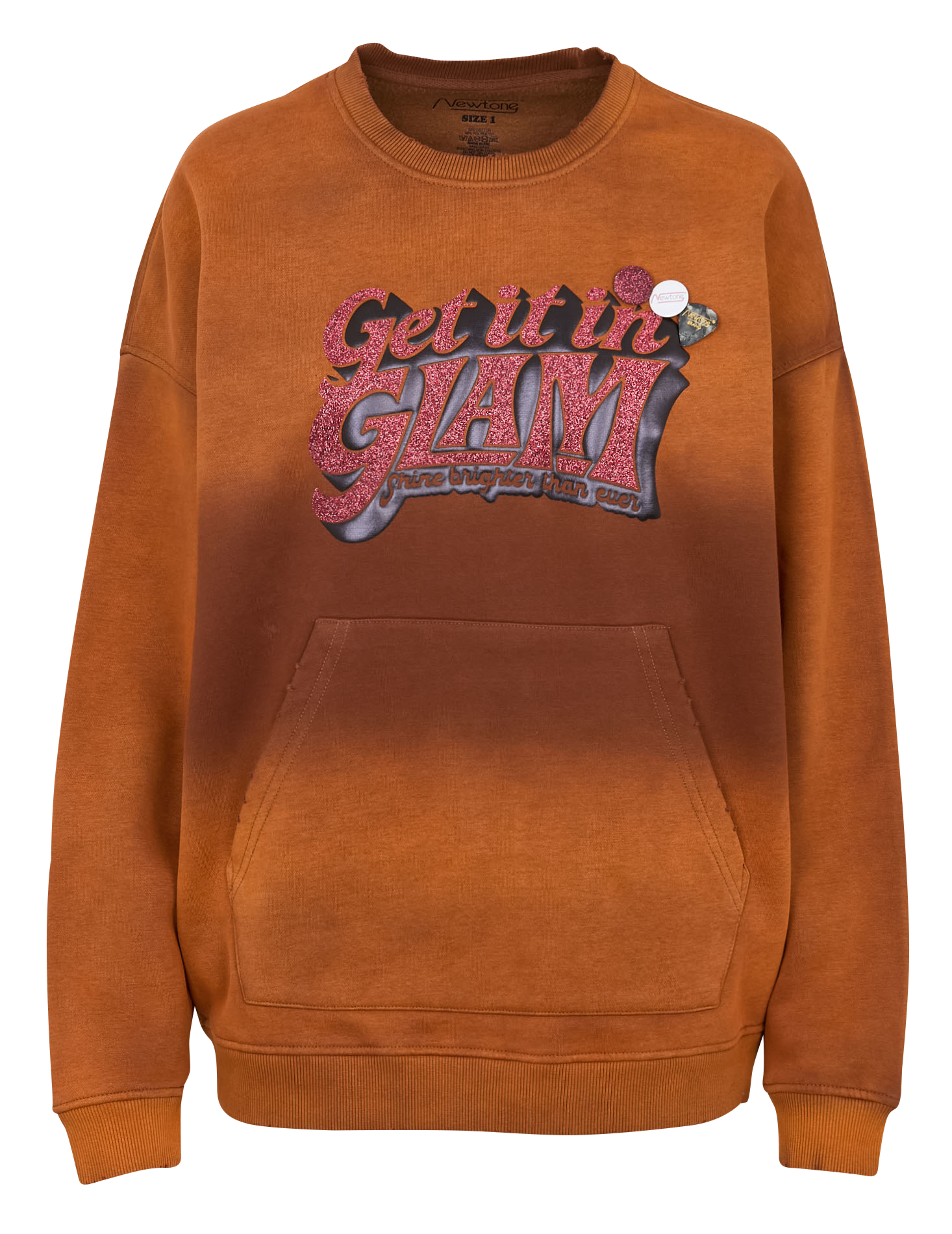 Sweat ample col rond sérigraphié en coton mélangé NEWTONE Marron