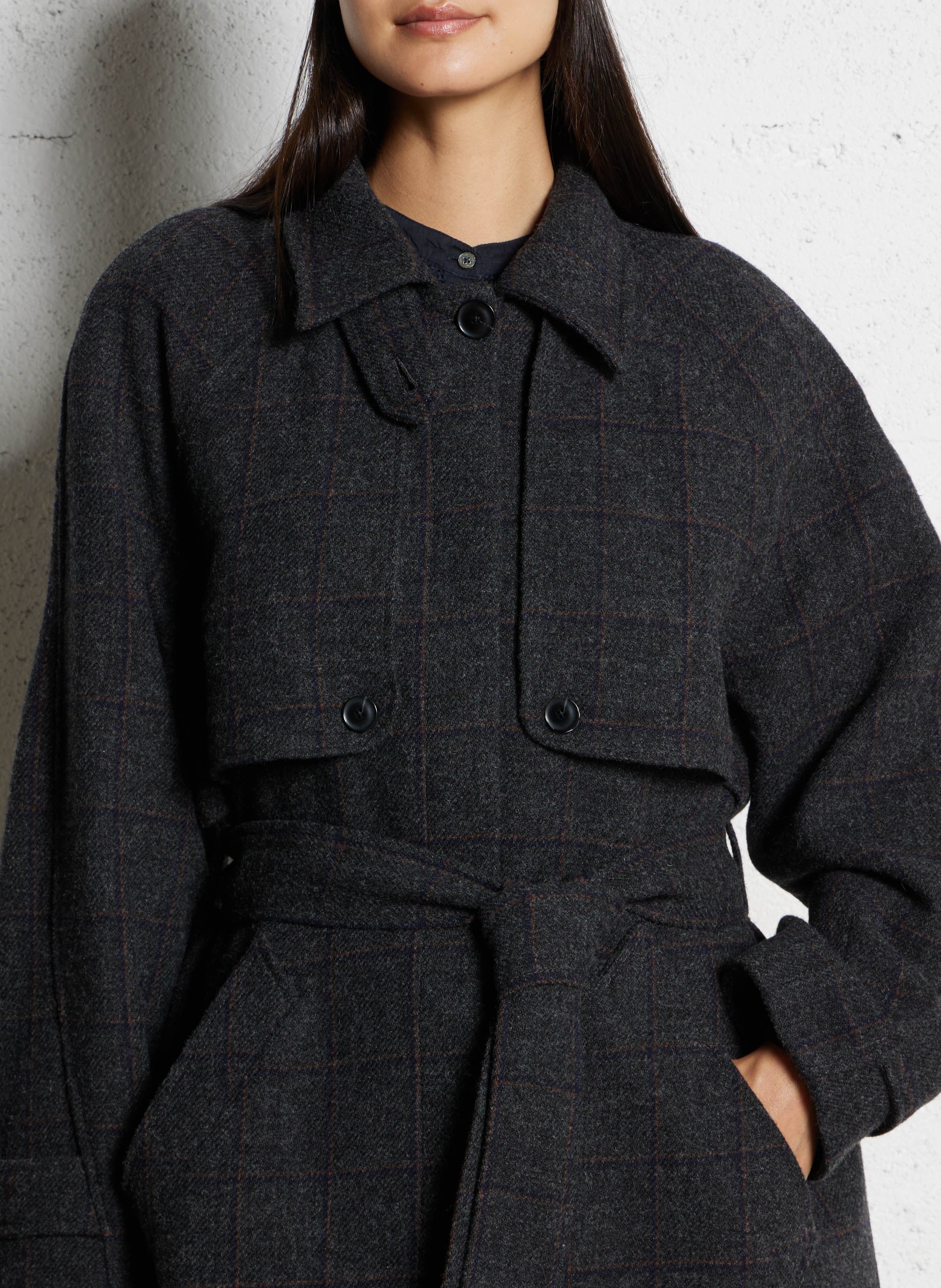 High-neck wool coat BELLEPIECE Black