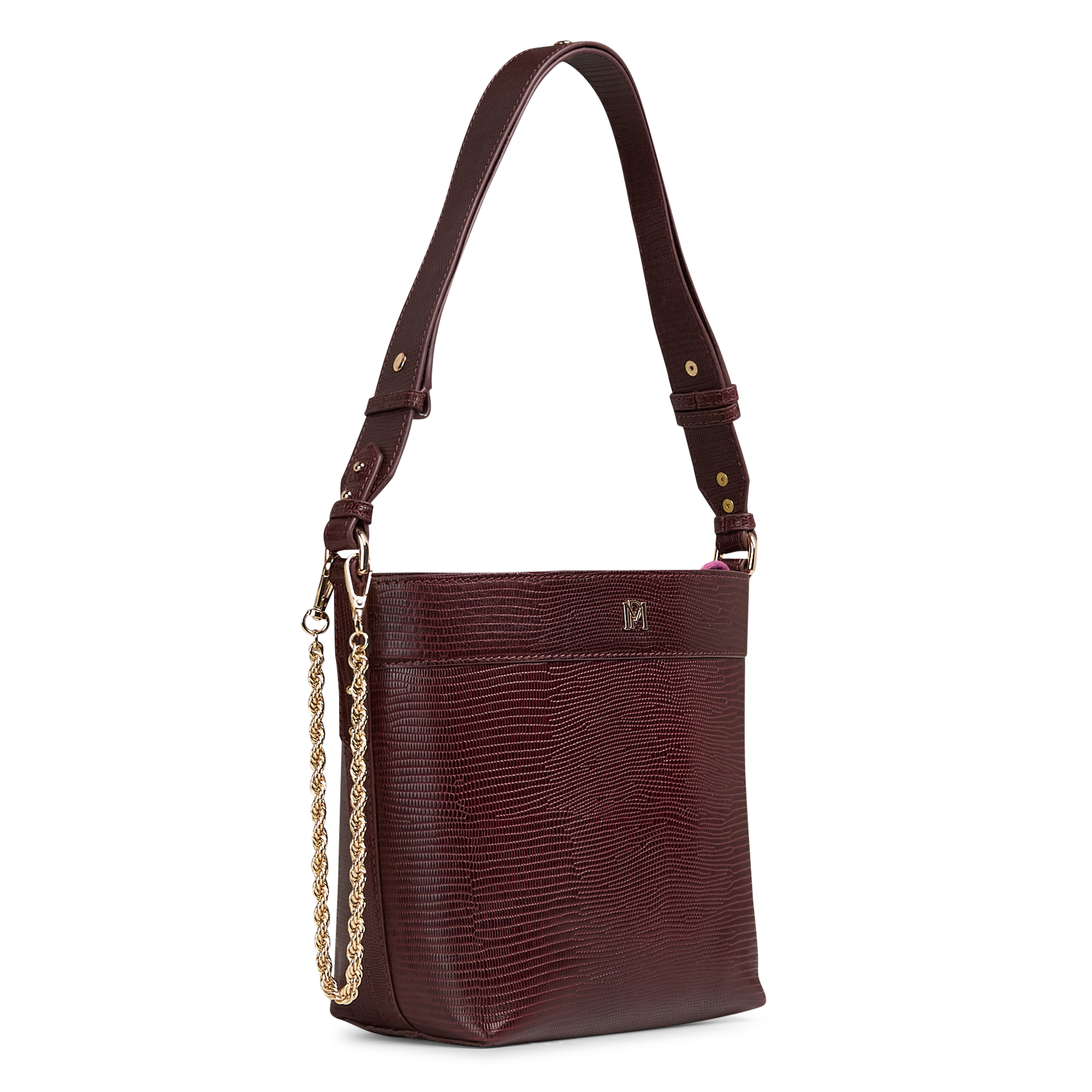 Plain leather bucket bag PETITE MENDIGOTE Purple